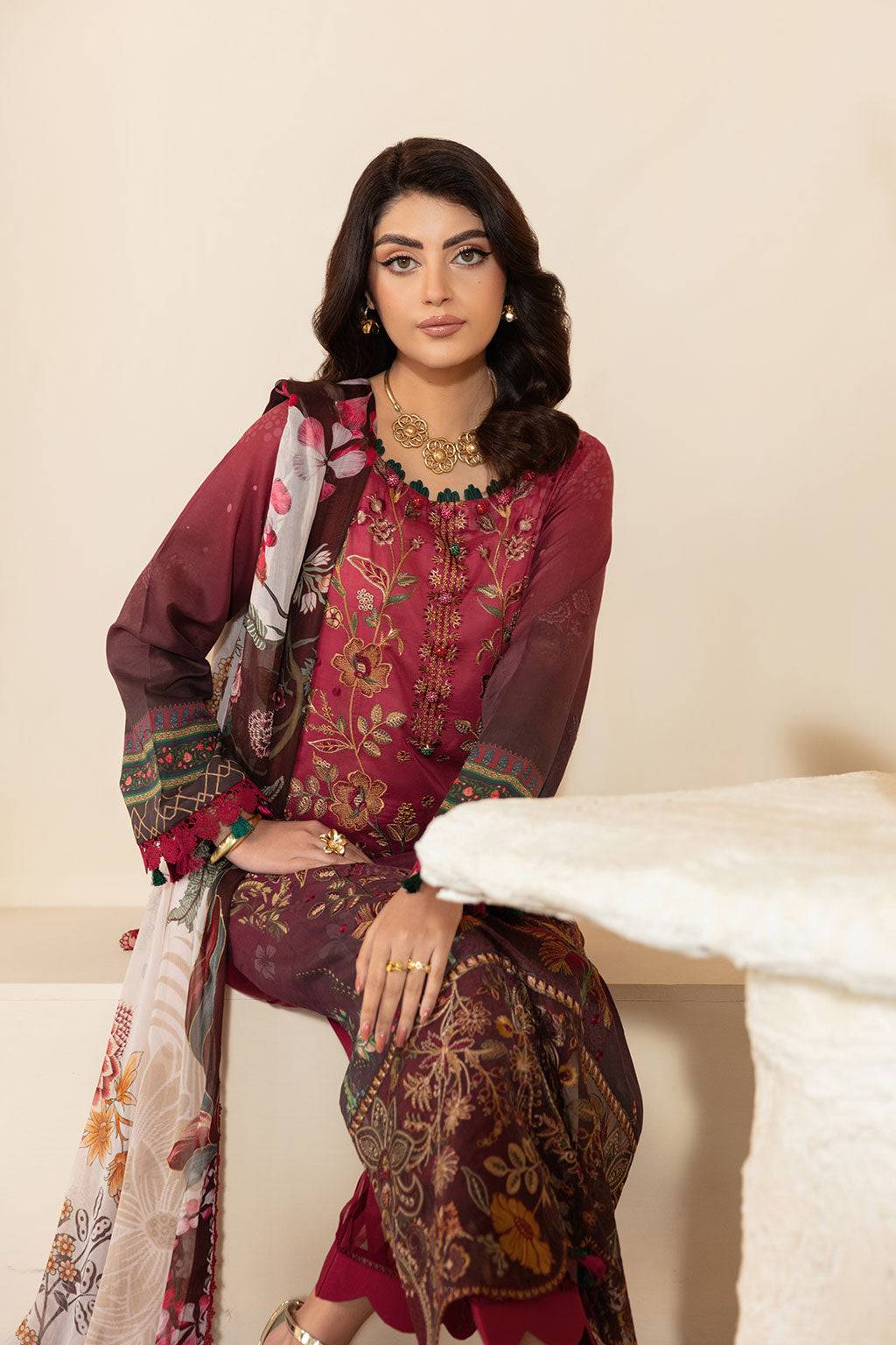 Ramsha | Mashaal Luxury Lawn | L-1303 by Maria Faisal - Registered Vendor of : Ramsha - type : Ladies Clothes - 100% original wedding dresses