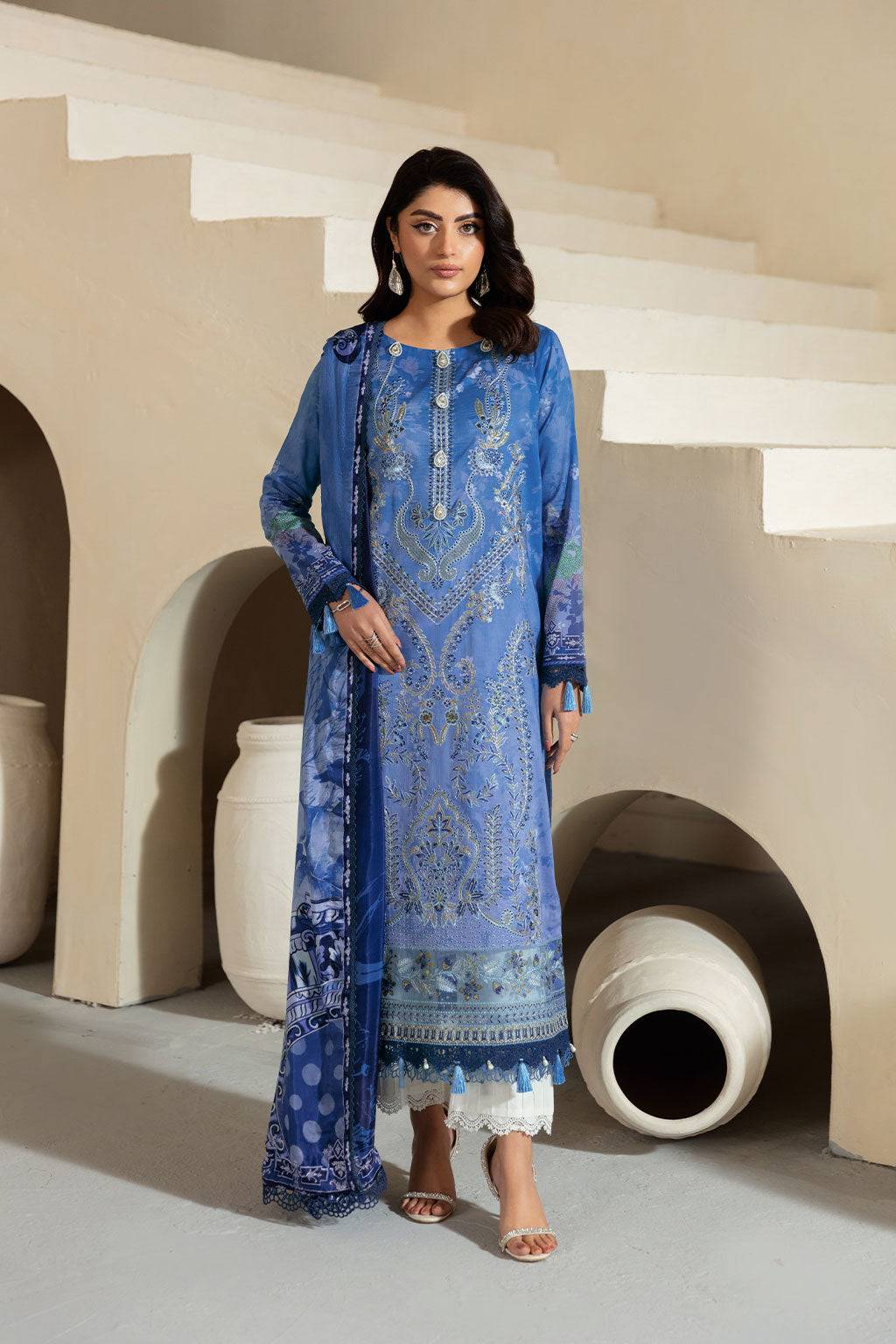 Ramsha | Mashaal Luxury Lawn | L-1302 by Maria Faisal - Registered Vendor of : Ramsha - type : Ladies Clothes - 100% original wedding dresses
