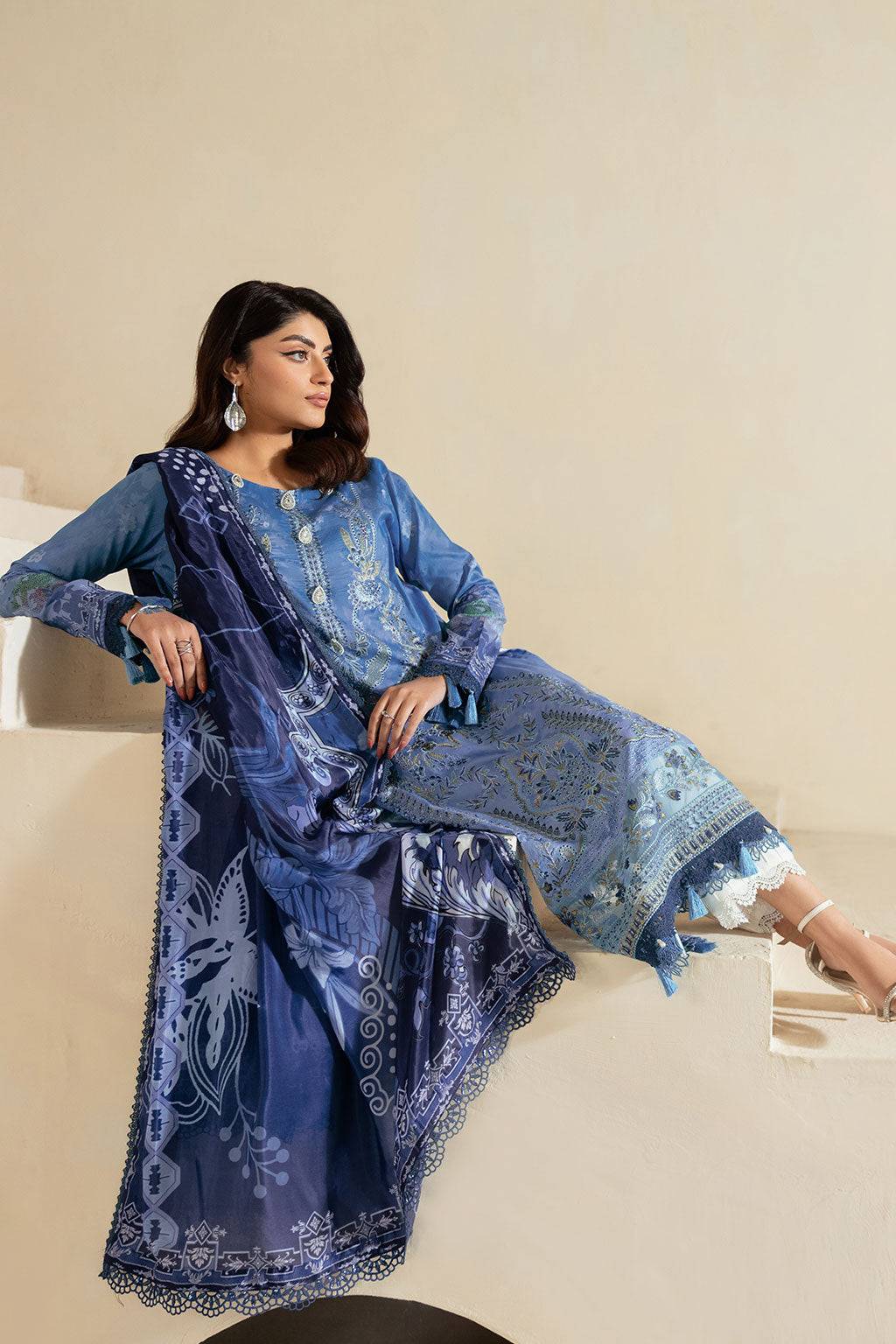 Ramsha | Mashaal Luxury Lawn | L-1302 by Maria Faisal - Registered Vendor of : Ramsha - type : Ladies Clothes - 100% original wedding dresses