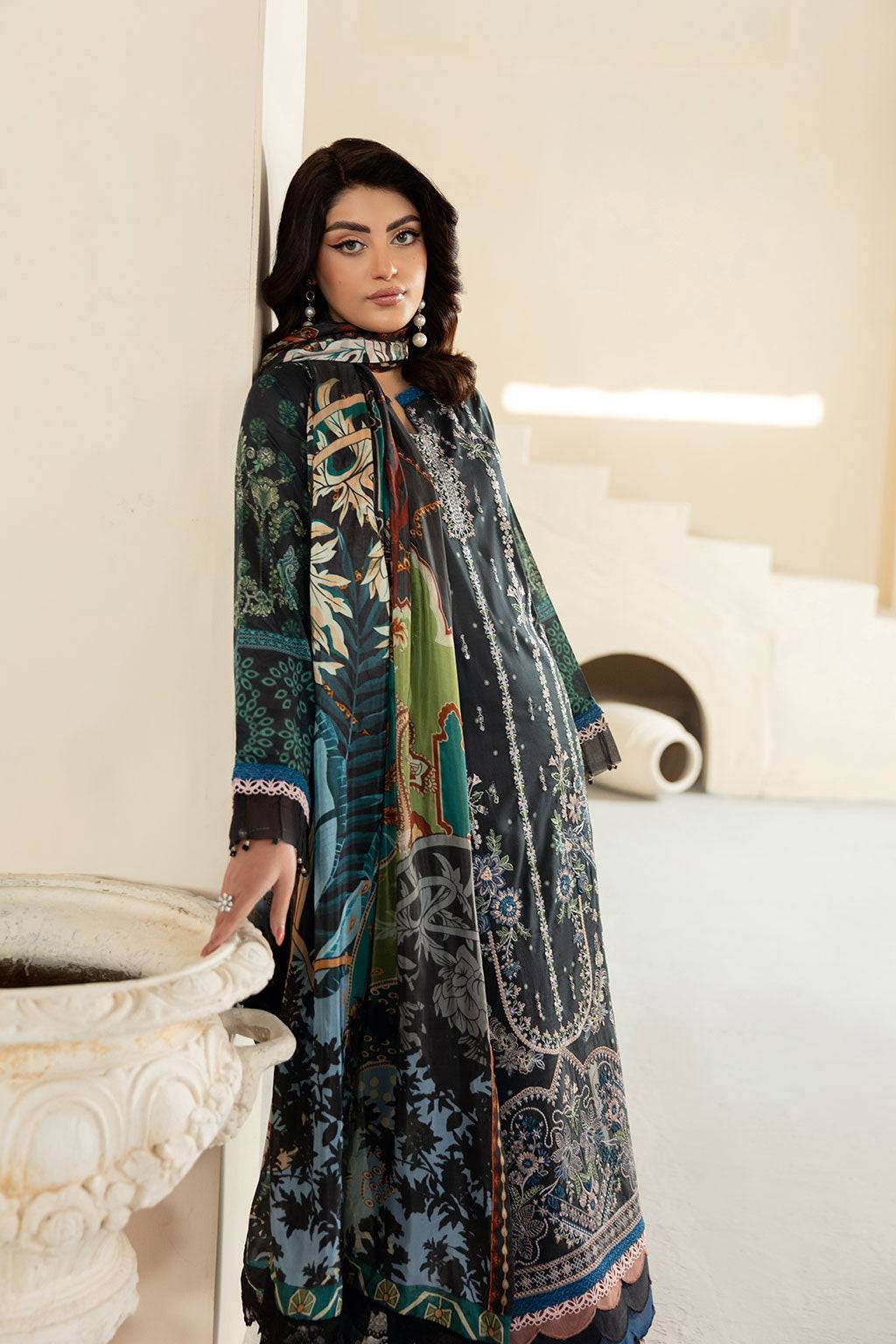 Ramsha | Mashaal Luxury Lawn | L-1301 by Maria Faisal - Registered Vendor of : Ramsha - type : Ladies Clothes - 100% original wedding dresses
