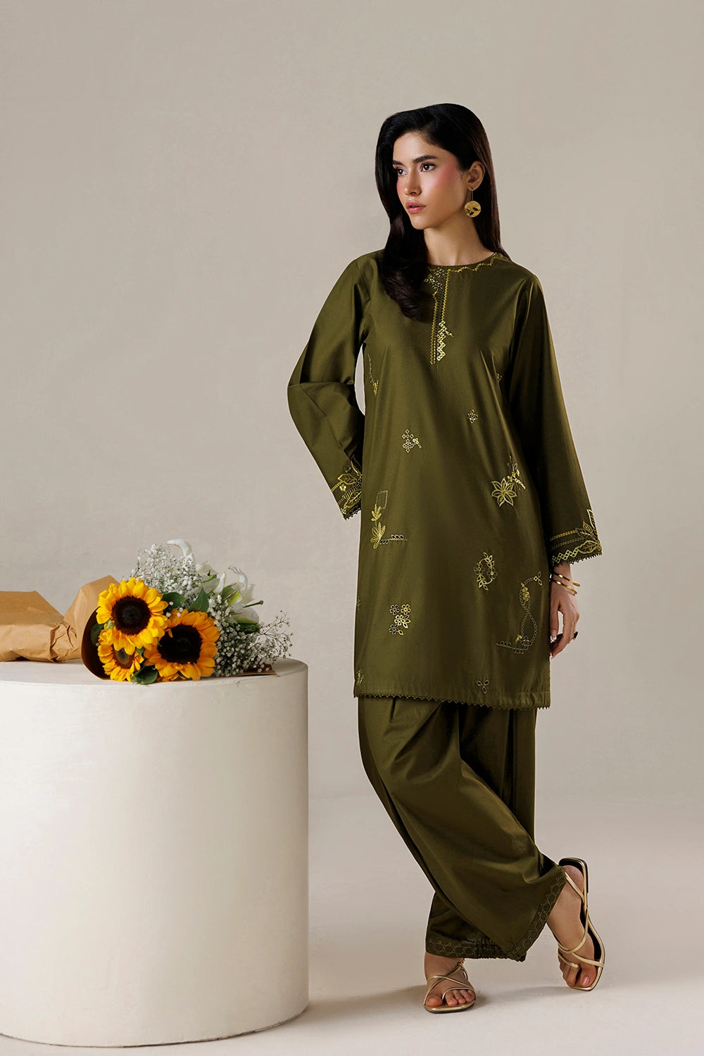 Azure | Chic Essentials |Matcha Mood - Casual Dress - available at Maria Faisal in UK and USA.