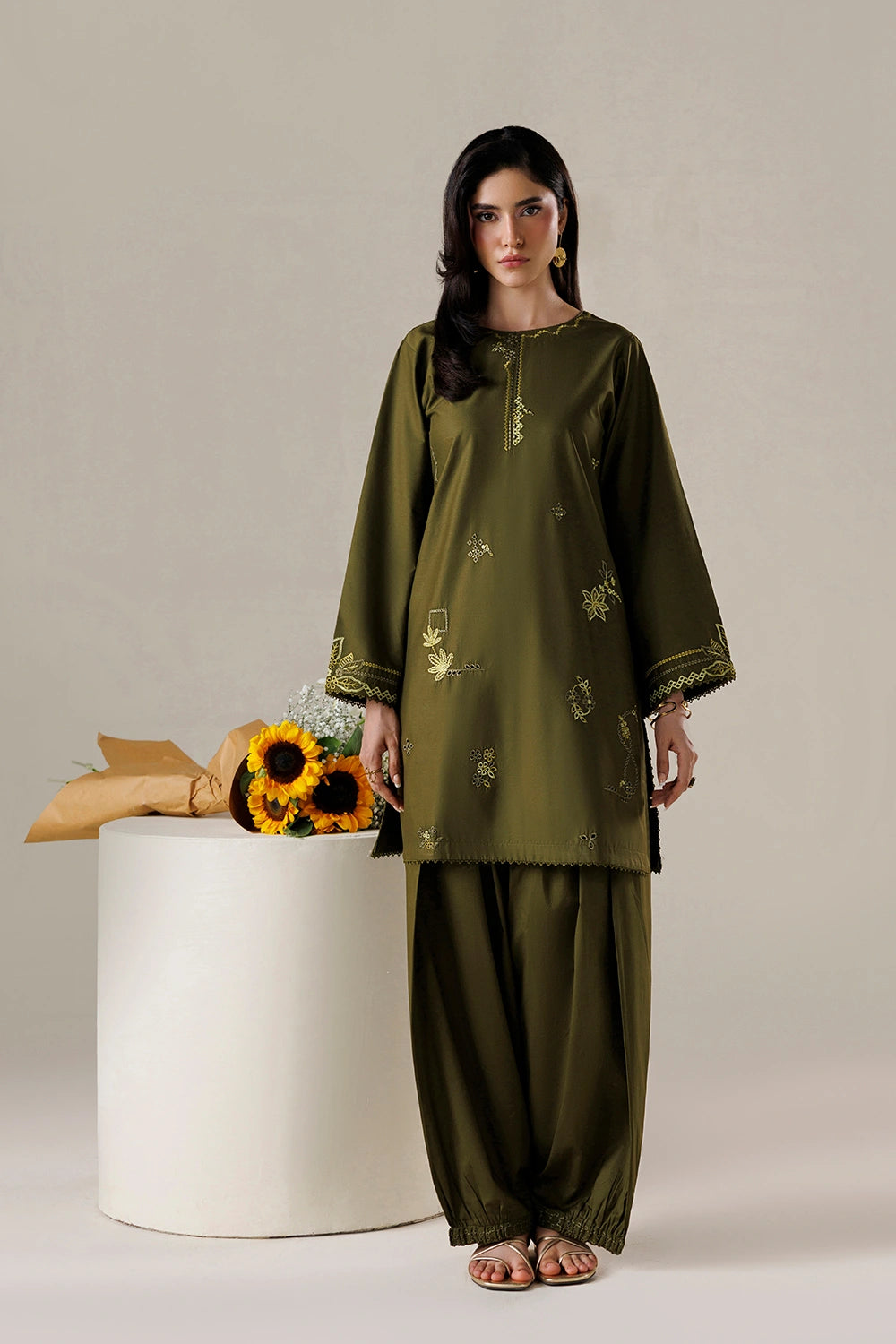 Azure | Chic Essentials |Matcha Mood - Casual Dress - available at Maria Faisal in UK and USA.