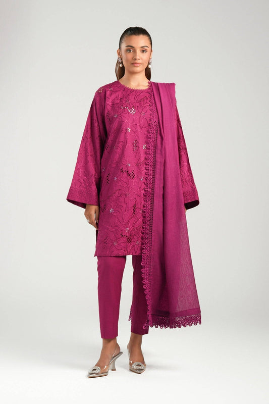 Maria B | Basics RTW | 3 Pc Embroidered Dobby Suit | MB-CS25-138 by Maria Faisal - Registered Vendor of : Maria B - type : Ladies Clothes - 100% original wedding dresses