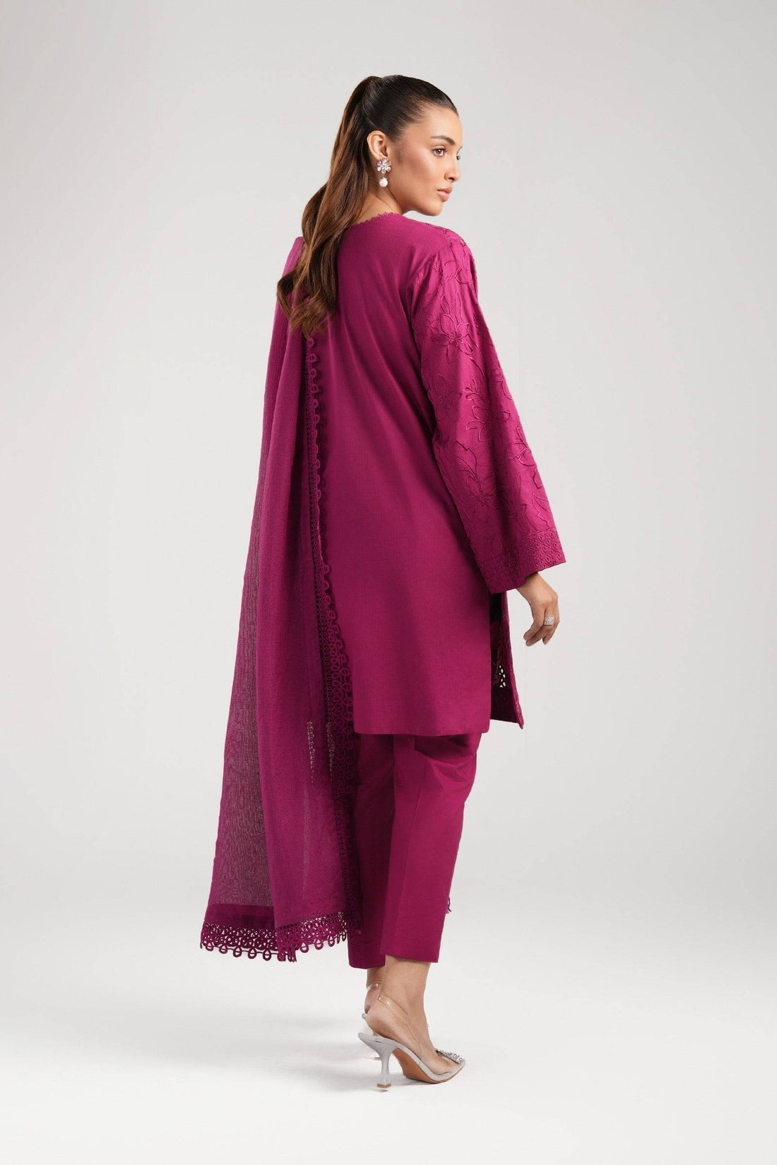 Maria B | Basics RTW | 3 Pc Embroidered Dobby Suit | MB-CS25-138 by Maria Faisal - Registered Vendor of : Maria B - type : Ladies Clothes - 100% original wedding dresses