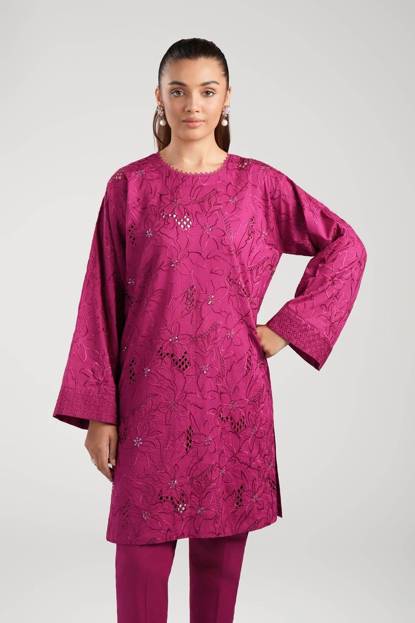 Maria B | Basics RTW | 3 Pc Embroidered Dobby Suit | MB-CS25-138 by Maria Faisal - Registered Vendor of : Maria B - type : Ladies Clothes - 100% original wedding dresses