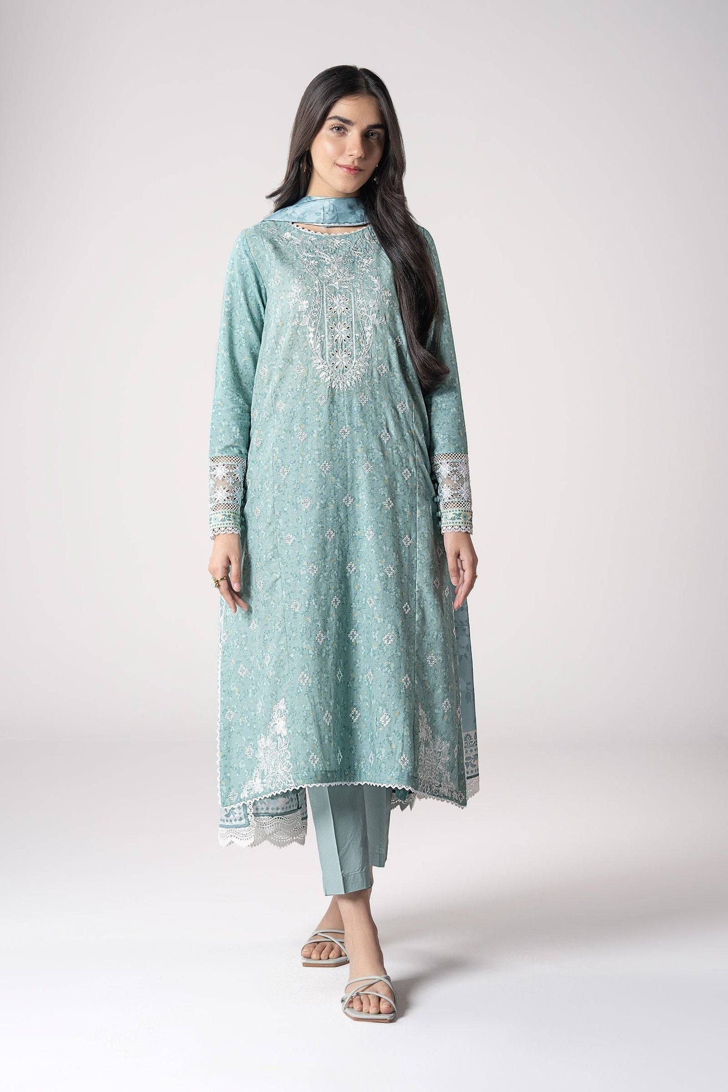 Maria B | Basics RTW | 3 Pc Embroidered Mesh Lurex Dots Suit | MB-CS25-142 by Maria Faisal - Registered Vendor of : Maria B - type : Ladies Clothes - 100% original wedding dresses