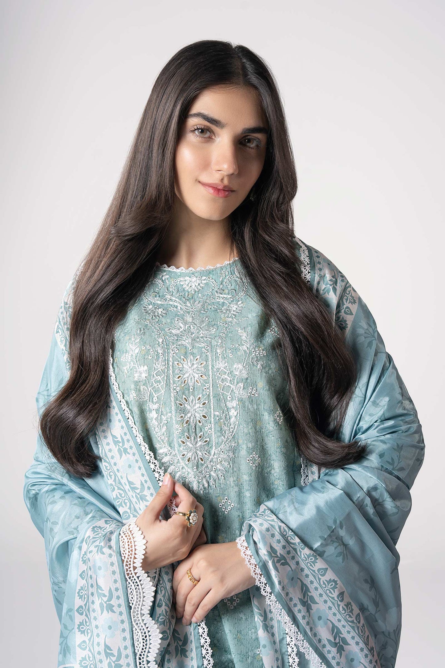 Maria B | Basics RTW | 3 Pc Embroidered Mesh Lurex Dots Suit | MB-CS25-142 by Maria Faisal - Registered Vendor of : Maria B - type : Ladies Clothes - 100% original wedding dresses