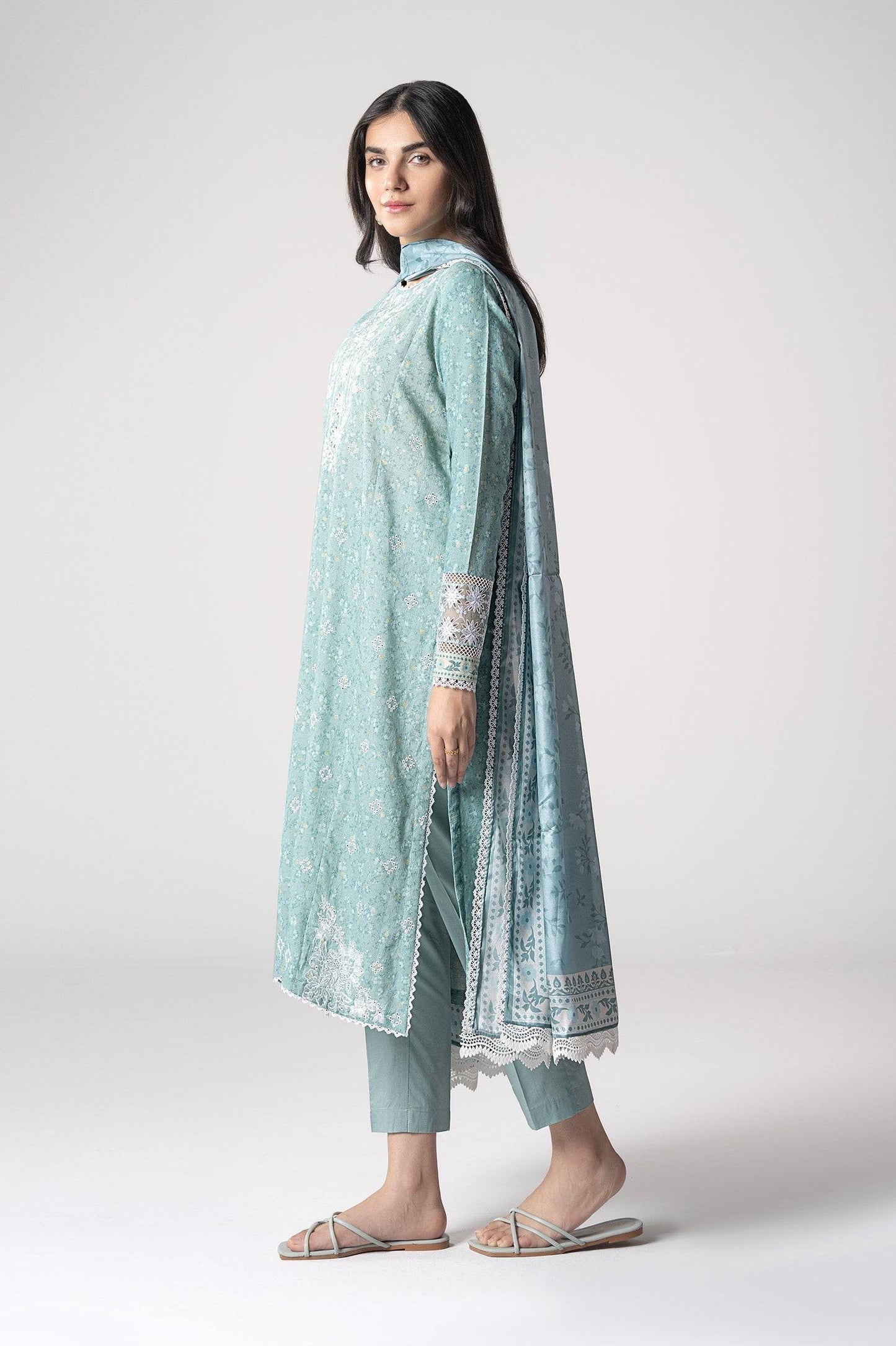 Maria B | Basics RTW | 3 Pc Embroidered Mesh Lurex Dots Suit | MB-CS25-142 by Maria Faisal - Registered Vendor of : Maria B - type : Ladies Clothes - 100% original wedding dresses