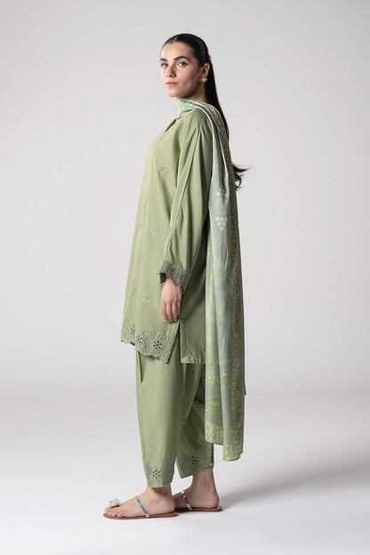 Maria B | Basics RTW | 3 Pc Embroidered Lurex Stripe Suit | MB-CS25-143 by Maria Faisal - Registered Vendor of : Maria B - type : Ladies Clothes - 100% original wedding dresses