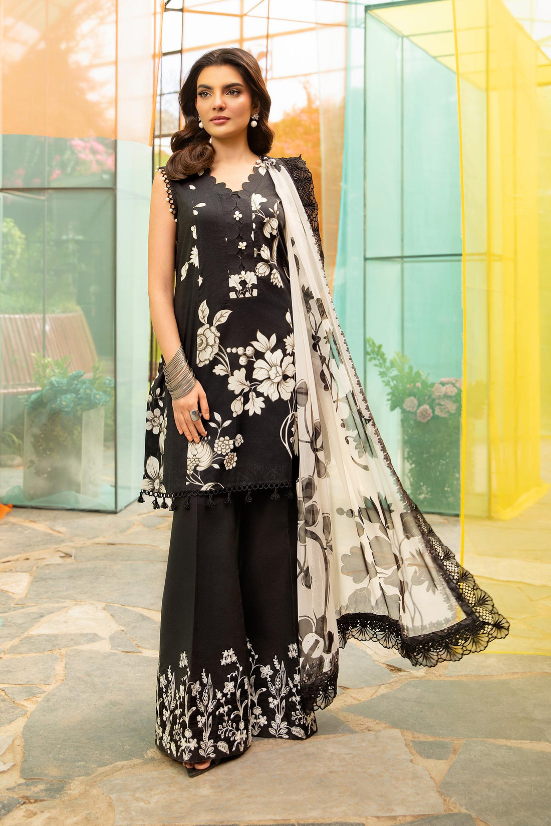 Maria B | M Basic Summer Lawn 25 | MB-CUS25-706B - Ladies Clothes - Maria Faisal
