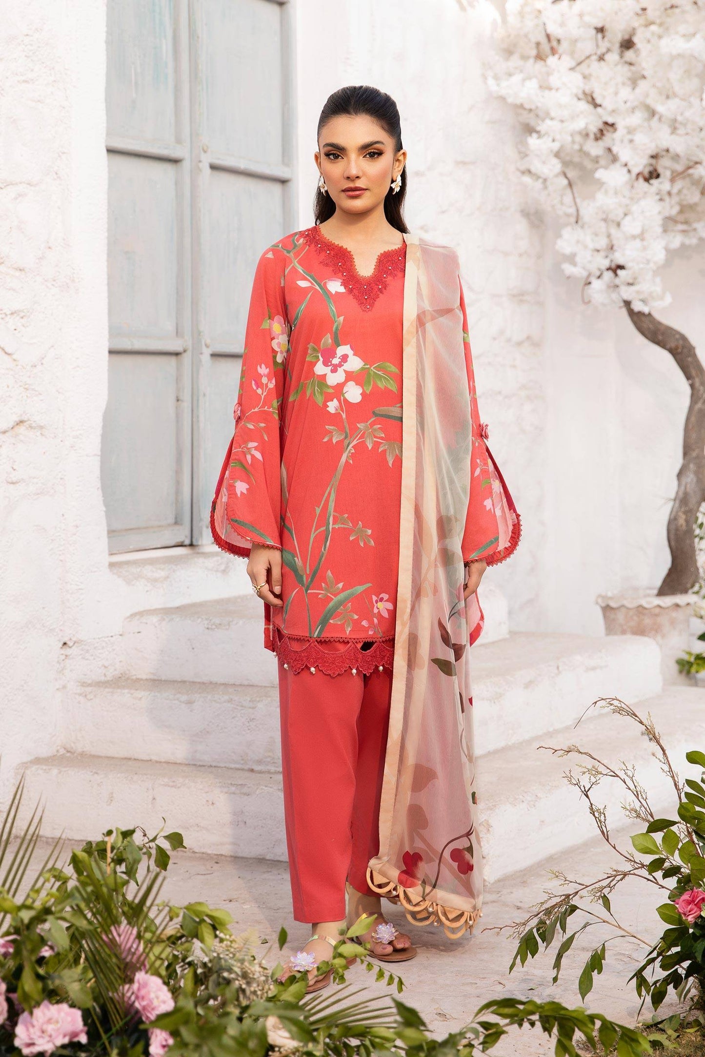 Maria B | M Basic Summer Lawn 25 | MB-CUS25-707B by Maria Faisal - Registered Vendor of : Maria B - type : Ladies Clothes - 100% original wedding dresses