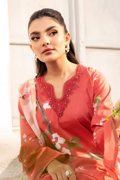 Maria B | M Basic Summer Lawn 25 | MB-CUS25-707B by Maria Faisal - Registered Vendor of : Maria B - type : Ladies Clothes - 100% original wedding dresses