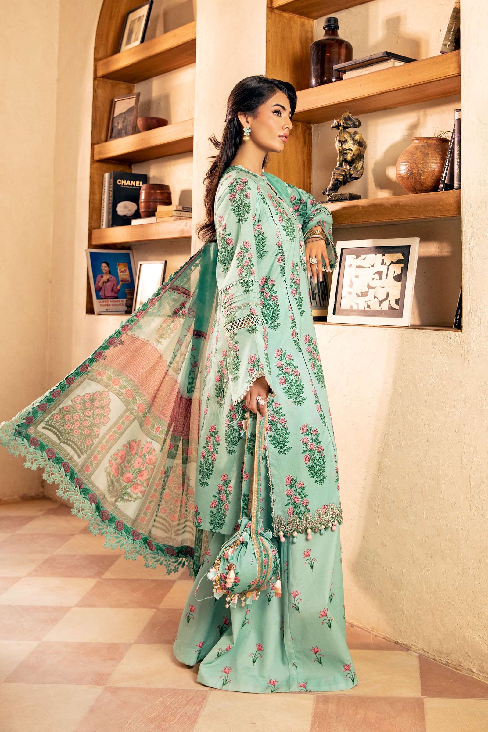 Maria B | Eid Basic Lawn | MB-CUS25-908B by Maria Faisal - Registered Vendor of : Maria B - type : Ladies Clothes - 100% original wedding dresses