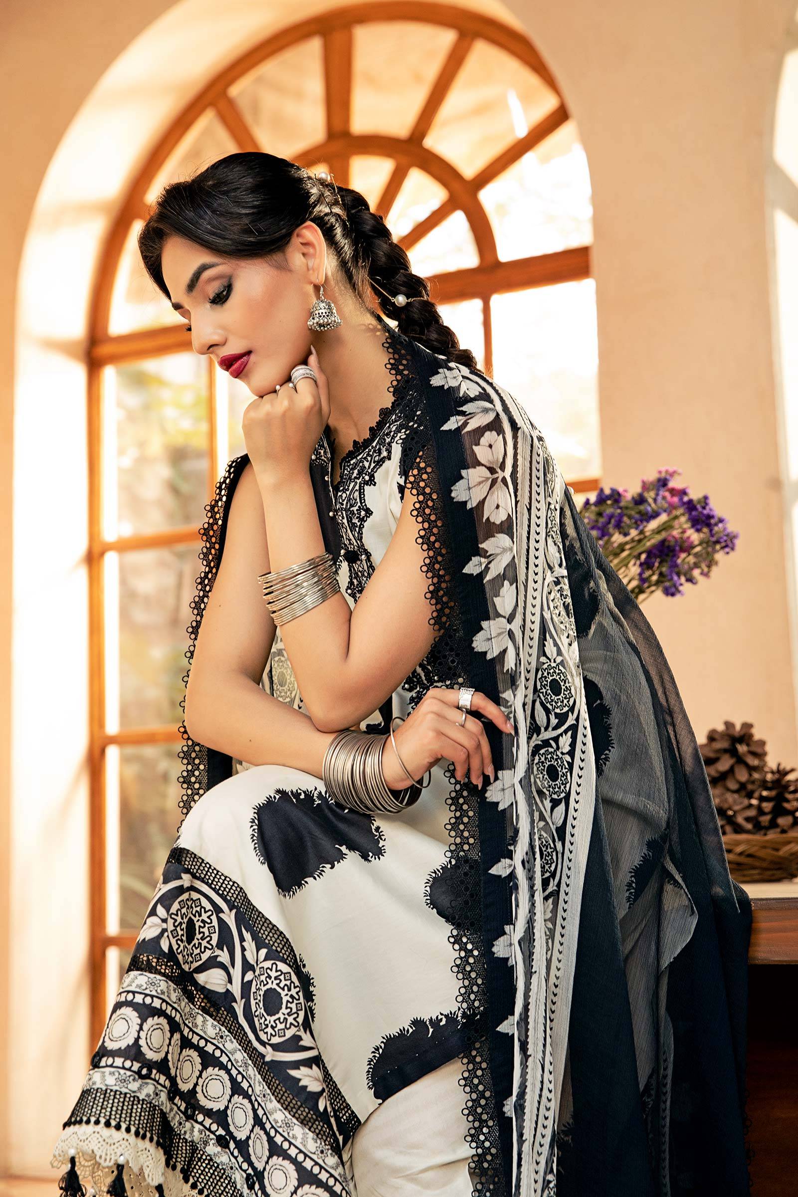 Maria B | Eid Basic Lawn | MB-CUS25-911B by Maria Faisal - Registered Vendor of : Maria B - type : Ladies Clothes - 100% original wedding dresses