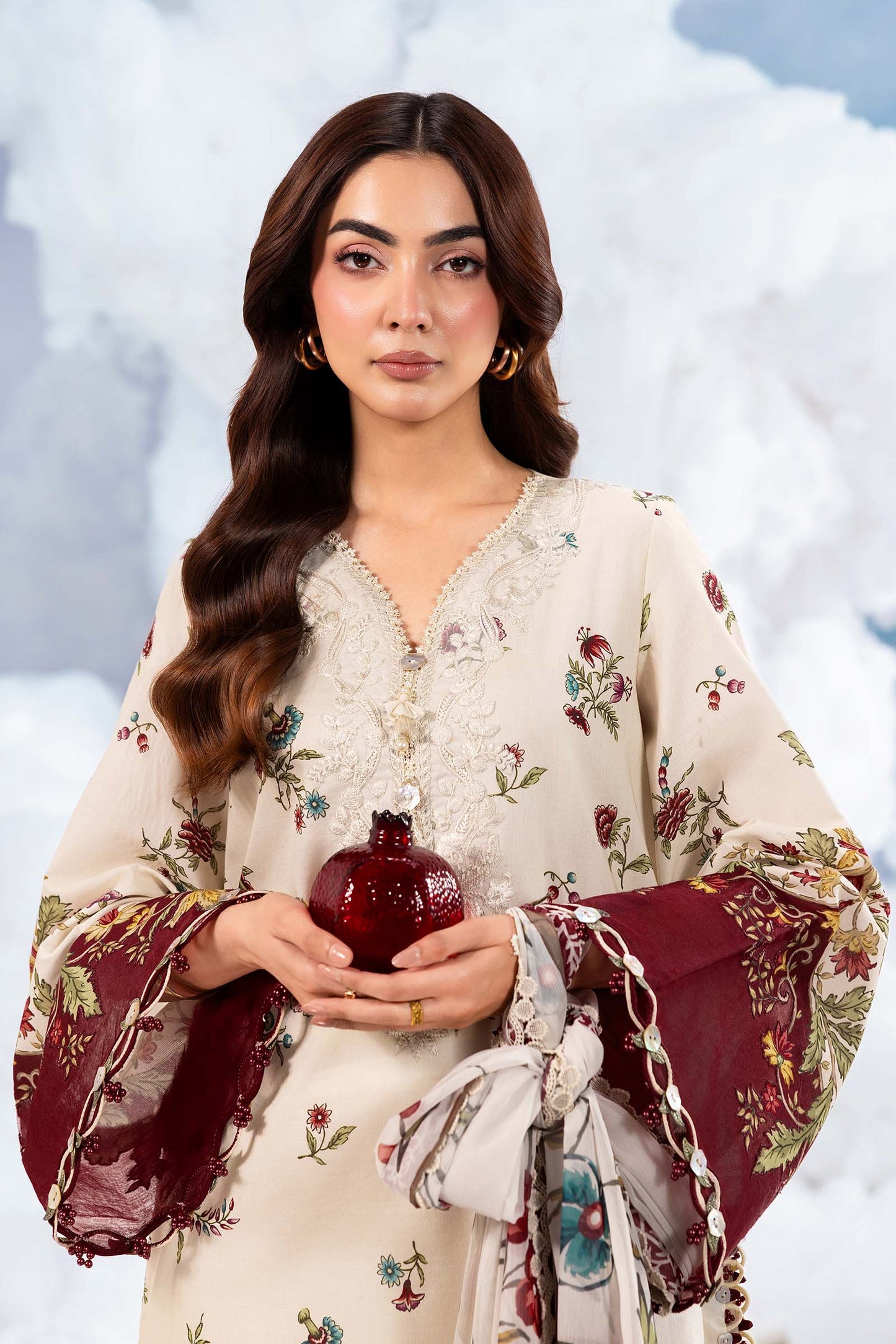 Maria B | M Basics Dreamscape Eid Lawn | MB-CUSV14-01A - Luxury Dress - available at Maria Faisal in UK and USA.