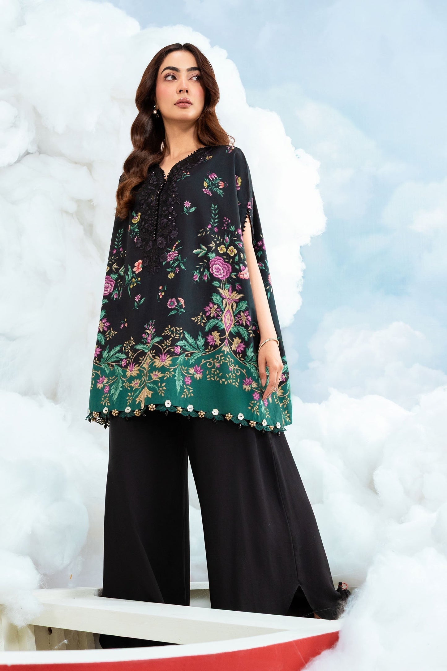 Maria B | M Basics Dreamscape Eid Lawn | MB-CUSV14-01B - Luxury Dress - available at Maria Faisal in UK and USA.