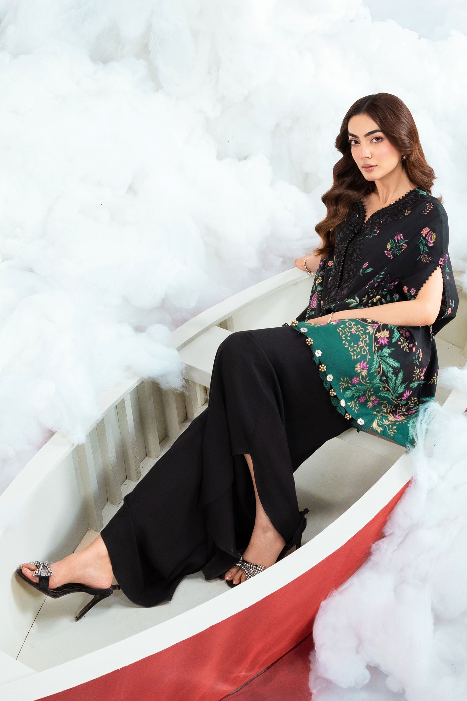 Maria B | M Basics Dreamscape Eid Lawn | MB-CUSV14-01B - Luxury Dress - available at Maria Faisal in UK and USA.