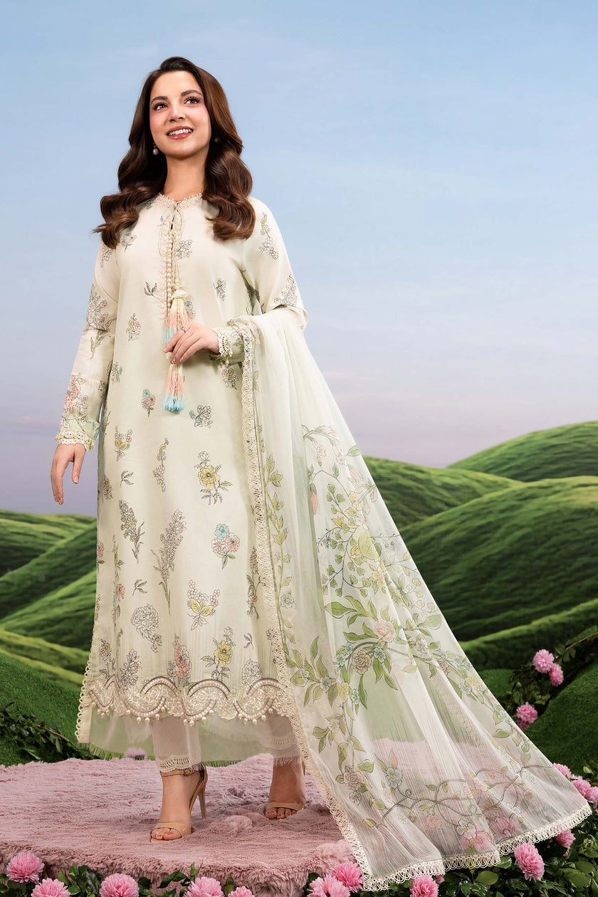 Maria B | M Basics Dreamscape Eid Lawn | MB-CUSV14-02A - Luxury Dress - available at Maria Faisal in UK and USA.