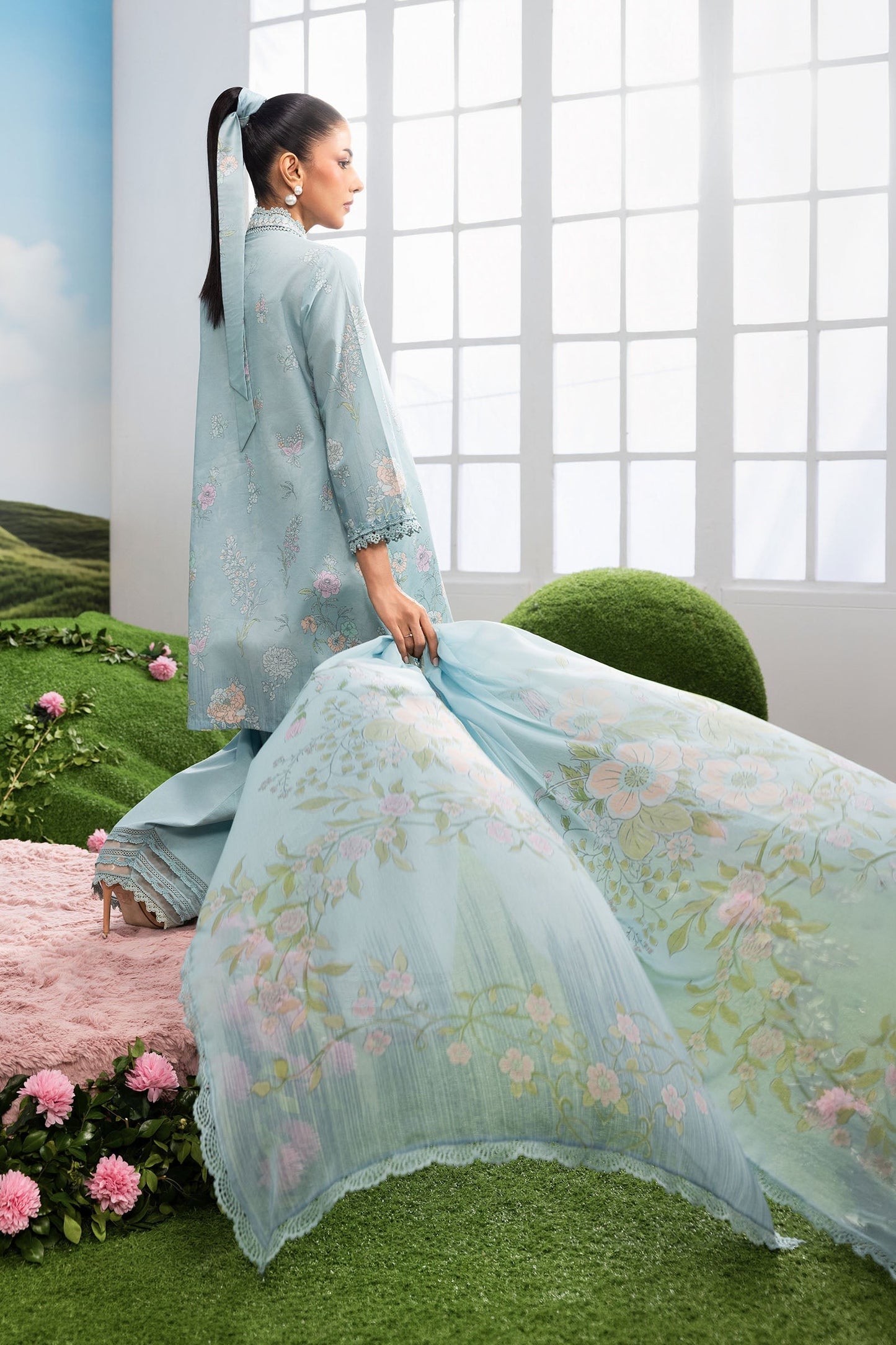 Maria B | M Basics Dreamscape Eid Lawn | MB-CUSV14-02B - Luxury Dress - available at Maria Faisal in UK and USA.