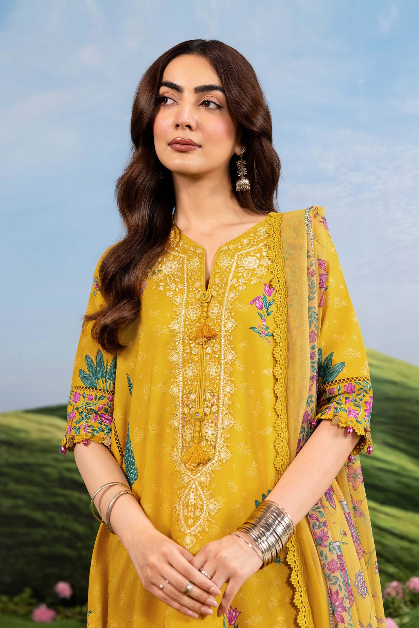 Maria B | M Basics Dreamscape Eid Lawn | MB-CUSV14-03A - Luxury Dress - available at Maria Faisal in UK and USA.