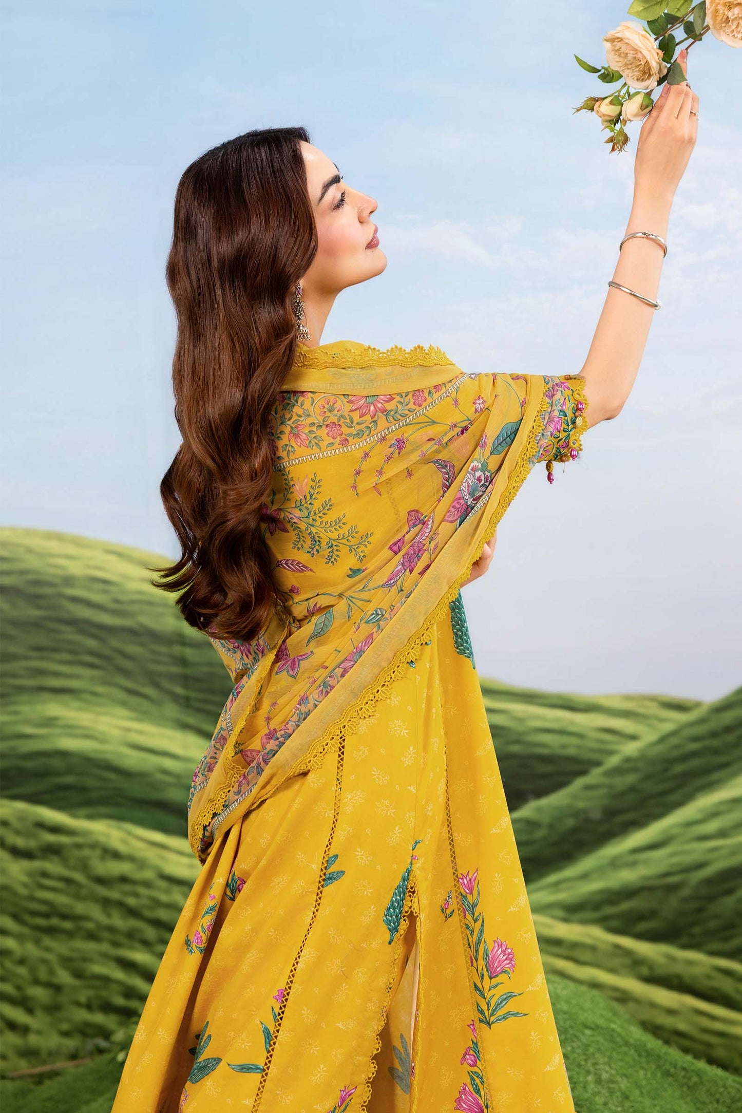 Maria B | M Basics Dreamscape Eid Lawn | MB-CUSV14-03A - Luxury Dress - available at Maria Faisal in UK and USA.
