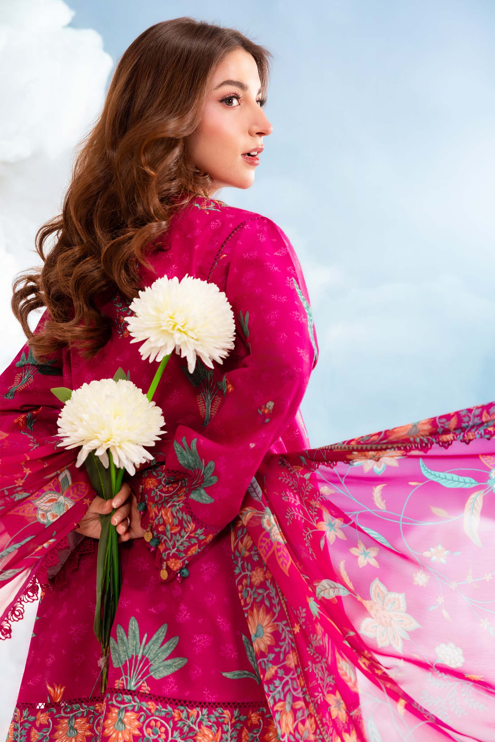 Maria B | M Basics Dreamscape Eid Lawn | MB-CUSV14-03B - Luxury Dress - available at Maria Faisal in UK and USA.