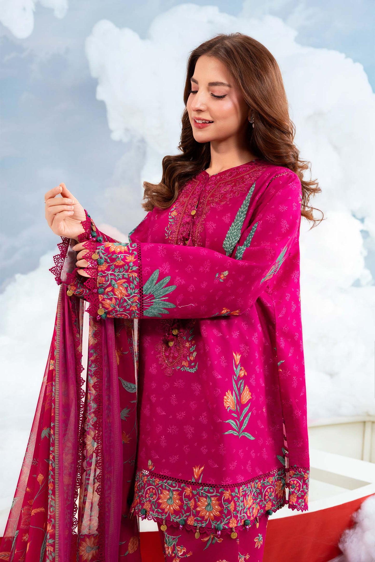 Maria B | M Basics Dreamscape Eid Lawn | MB-CUSV14-03B - Luxury Dress - available at Maria Faisal in UK and USA.