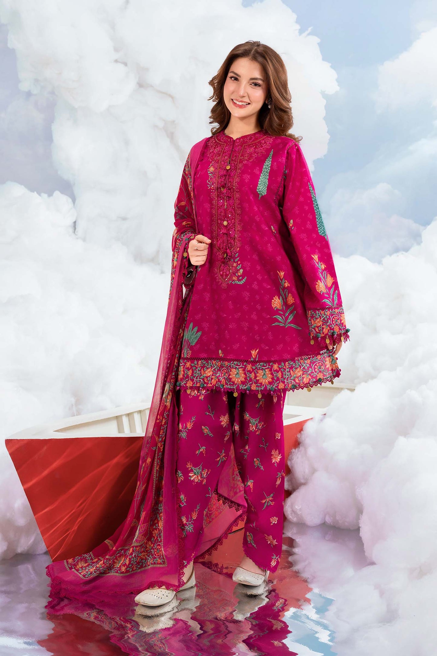 Maria B | M Basics Dreamscape Eid Lawn | MB-CUSV14-03B - Luxury Dress - available at Maria Faisal in UK and USA.