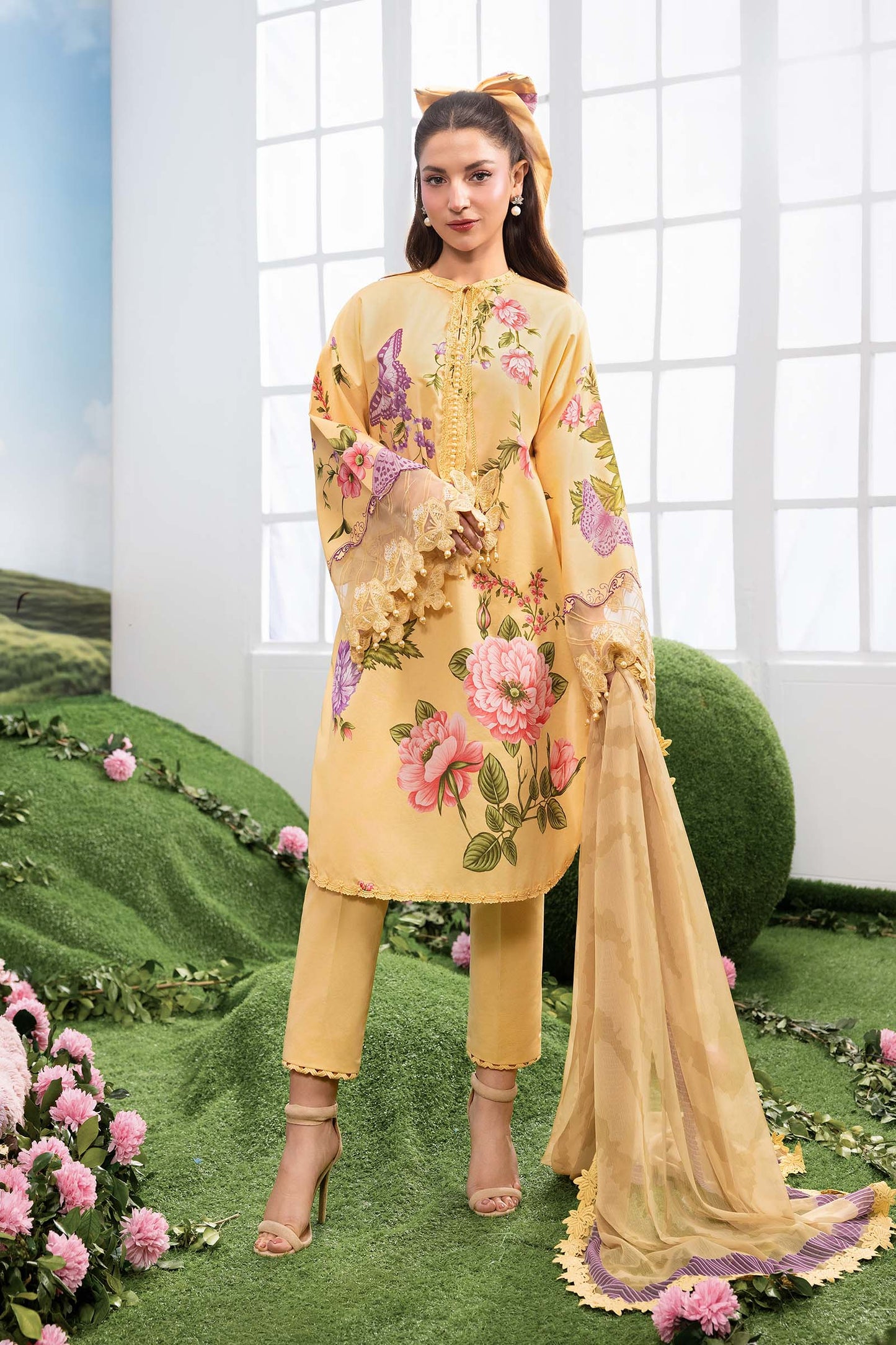 Maria B | M Basics Dreamscape Eid Lawn | MB-CUSV14-04B - Luxury Dress - available at Maria Faisal in UK and USA.