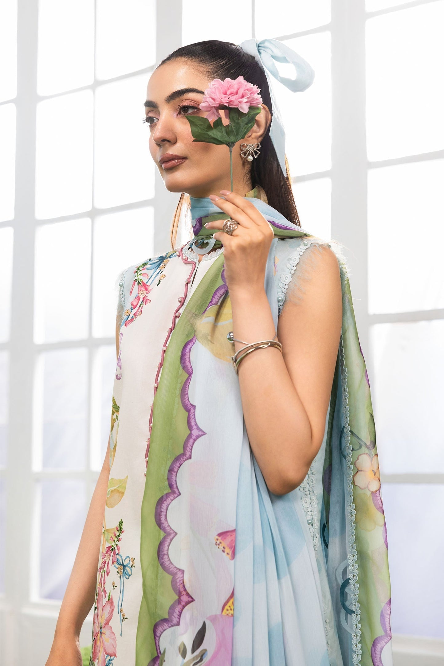 Maria B | M Basics Dreamscape Eid Lawn | MB-CUSV14-06A - Luxury Dress - available at Maria Faisal in UK and USA.