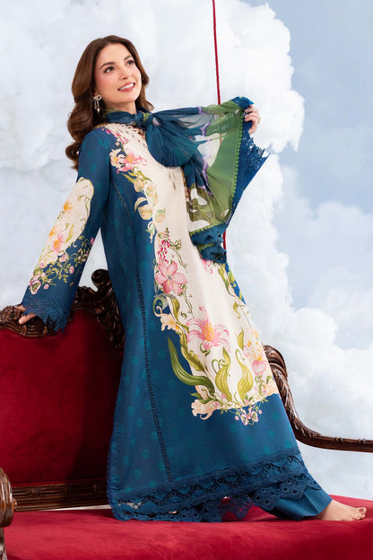 Maria B | M Basics Dreamscape Eid Lawn | MB-CUSV14-05B - Luxury Dress - available at Maria Faisal in UK and USA.