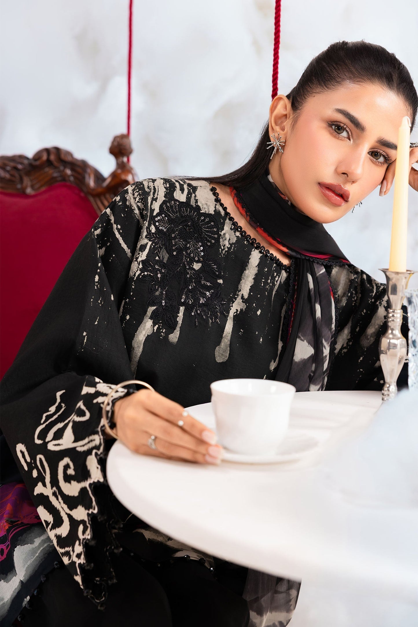Maria B | M Basics Dreamscape Eid Lawn | MB-CUSV14-06A - Luxury Dress - available at Maria Faisal in UK and USA.