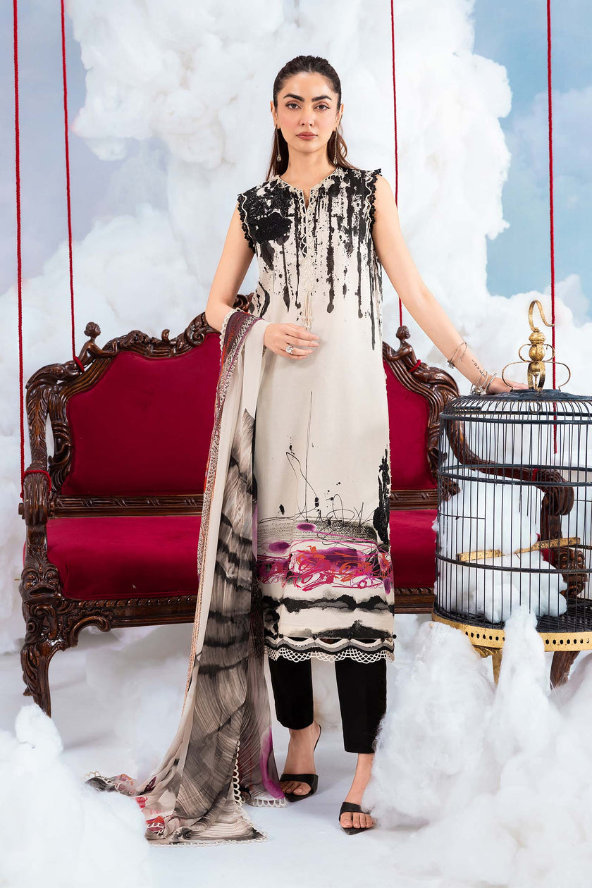 Maria B | M Basics Dreamscape Eid Lawn | MB-CUSV14-06B - Luxury Dress - available at Maria Faisal in UK and USA.