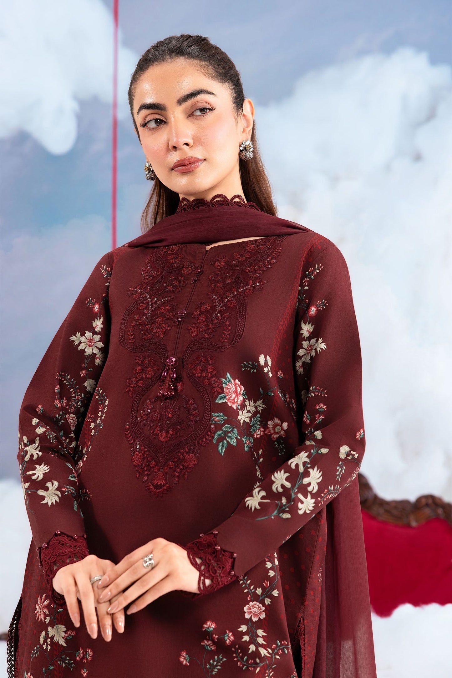 Maria B | M Basics Dreamscape Eid Lawn | MB-CUSV14-07A - Luxury Dress - available at Maria Faisal in UK and USA.