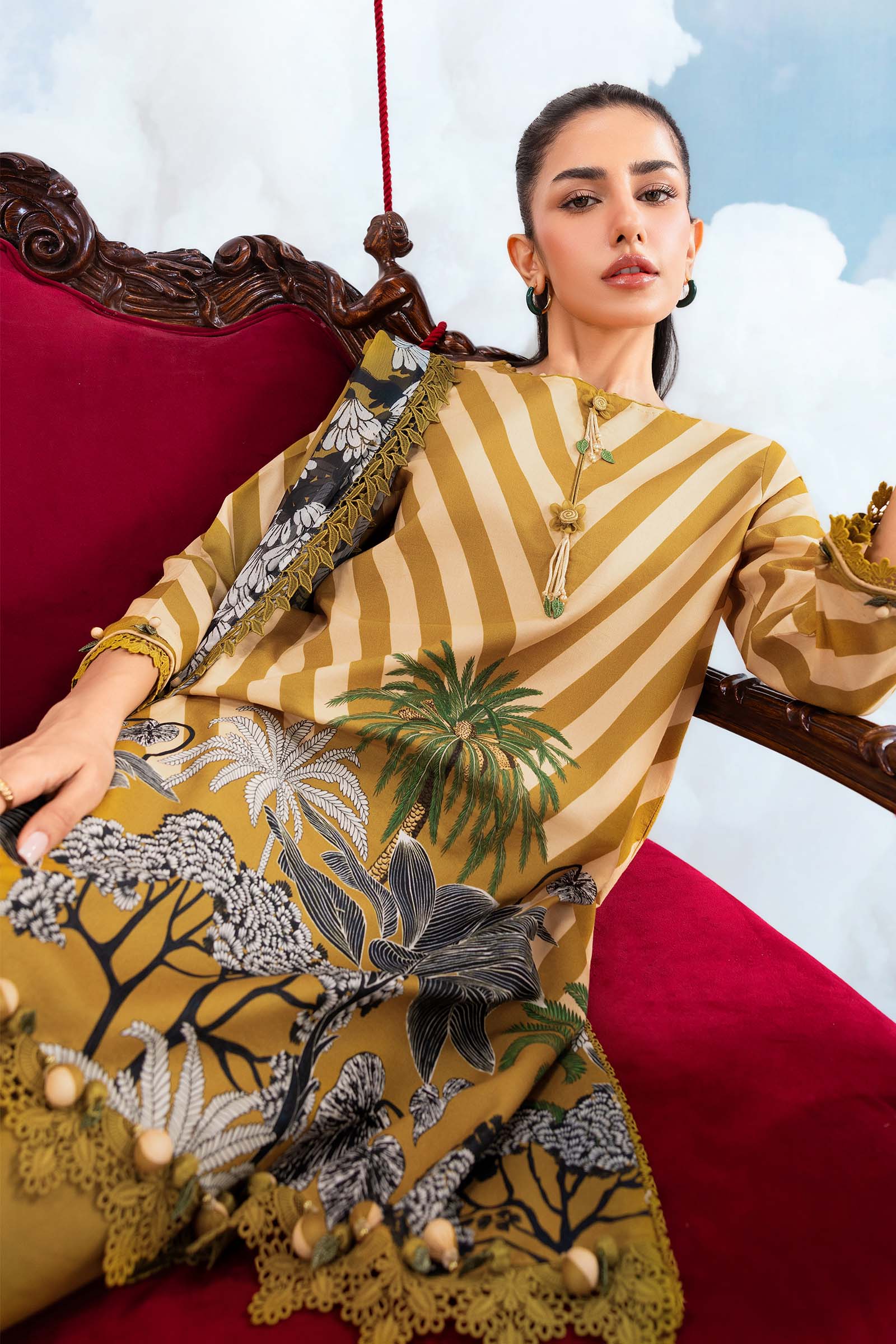Maria B | M Basics Dreamscape Eid Lawn | MB-CUSV14-08A - Luxury Dress - available at Maria Faisal in UK and USA.
