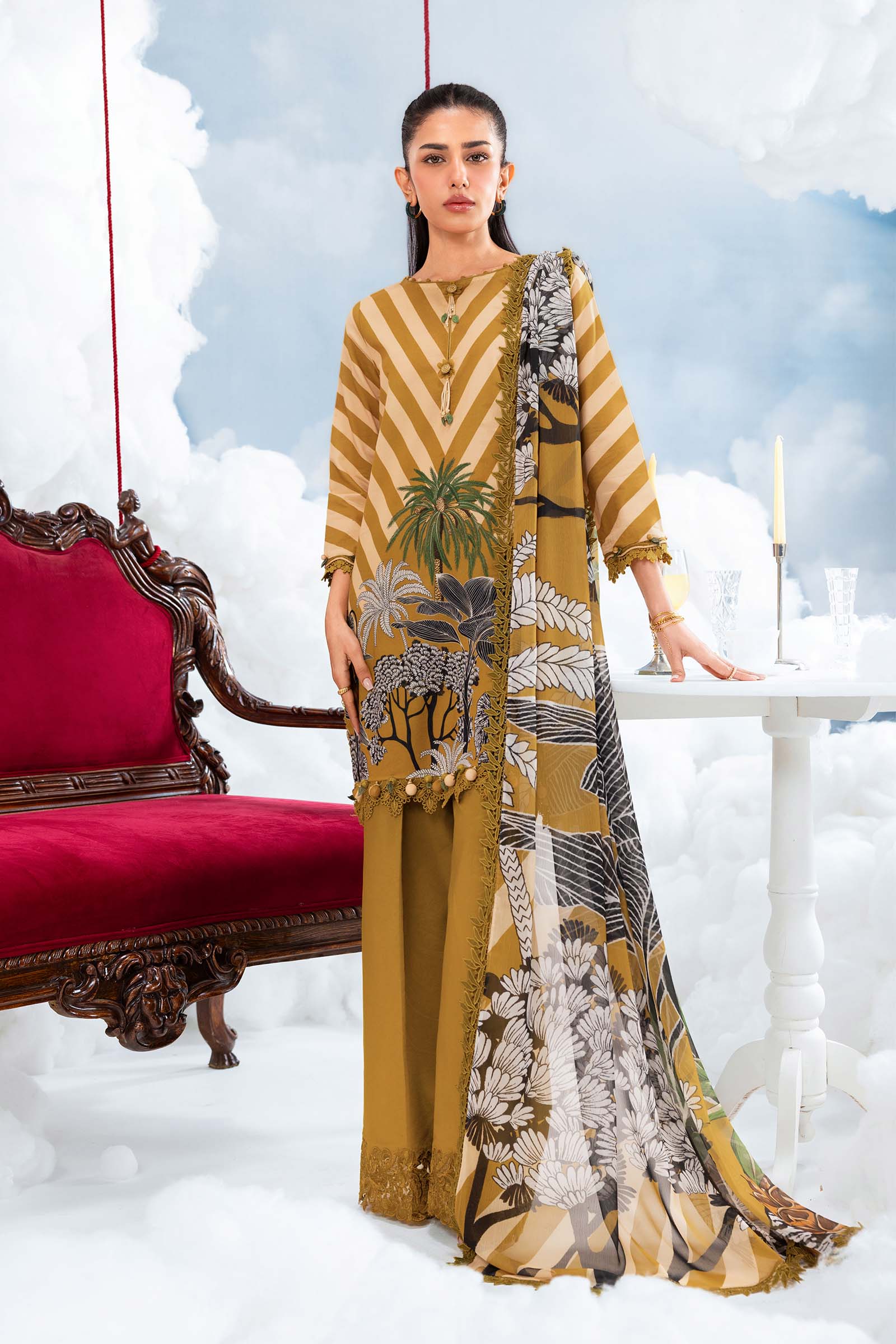 Maria B | M Basics Dreamscape Eid Lawn | MB-CUSV14-08A - Luxury Dress - available at Maria Faisal in UK and USA.