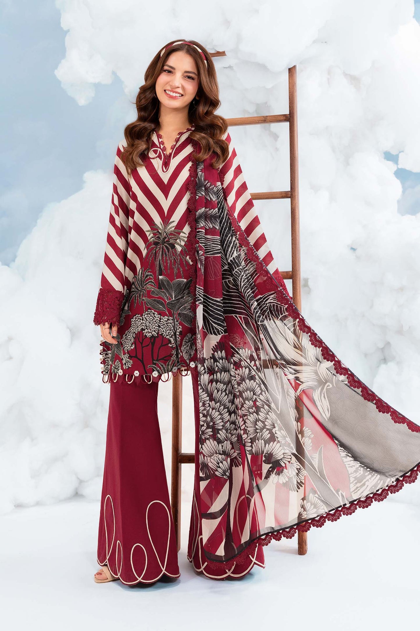 Maria B | M Basics Dreamscape Eid Lawn | MB-CUSV14-08B - Luxury Dress - available at Maria Faisal in UK and USA.