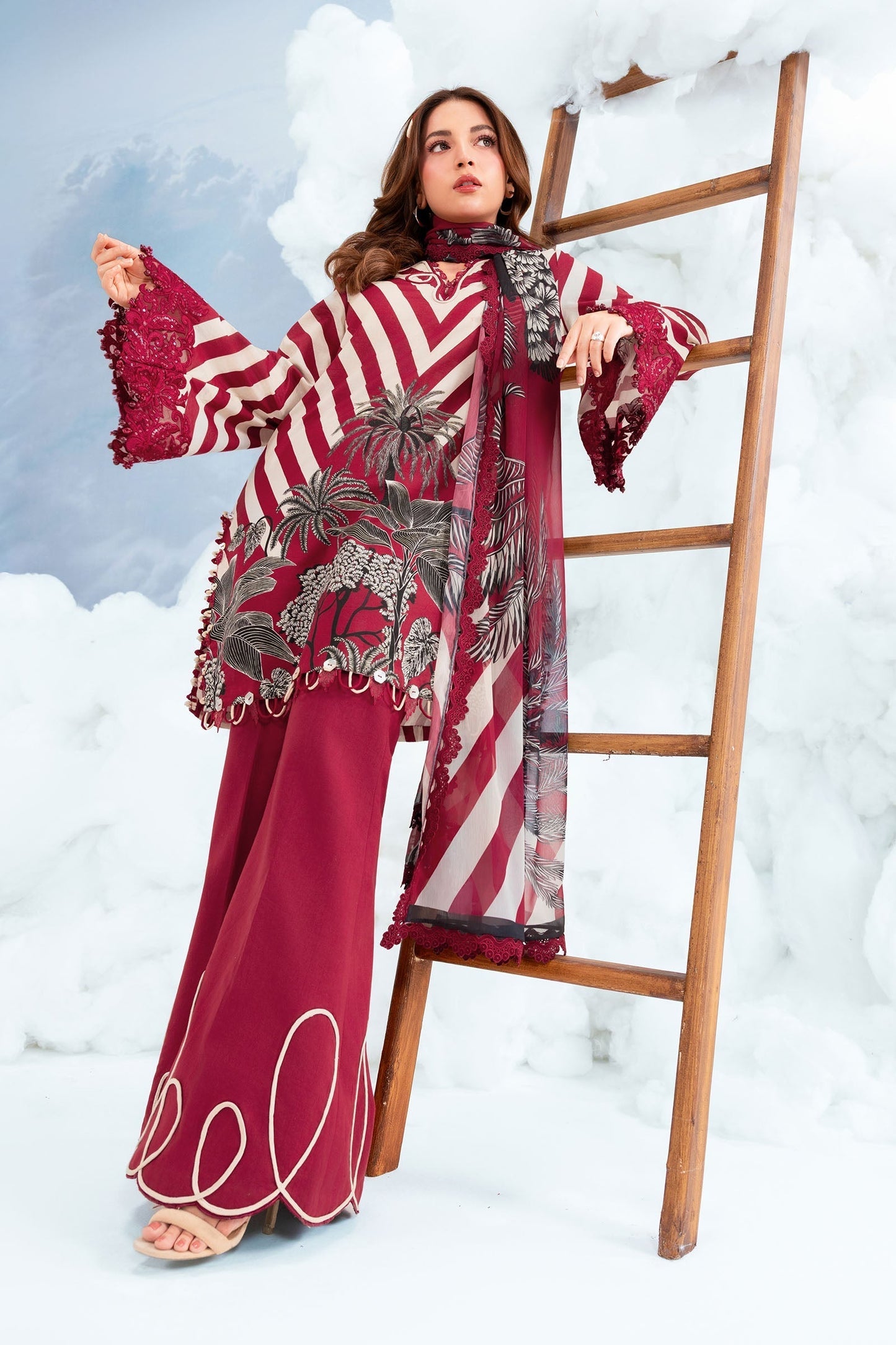 Maria B | M Basics Dreamscape Eid Lawn | MB-CUSV14-08B - Luxury Dress - available at Maria Faisal in UK and USA.