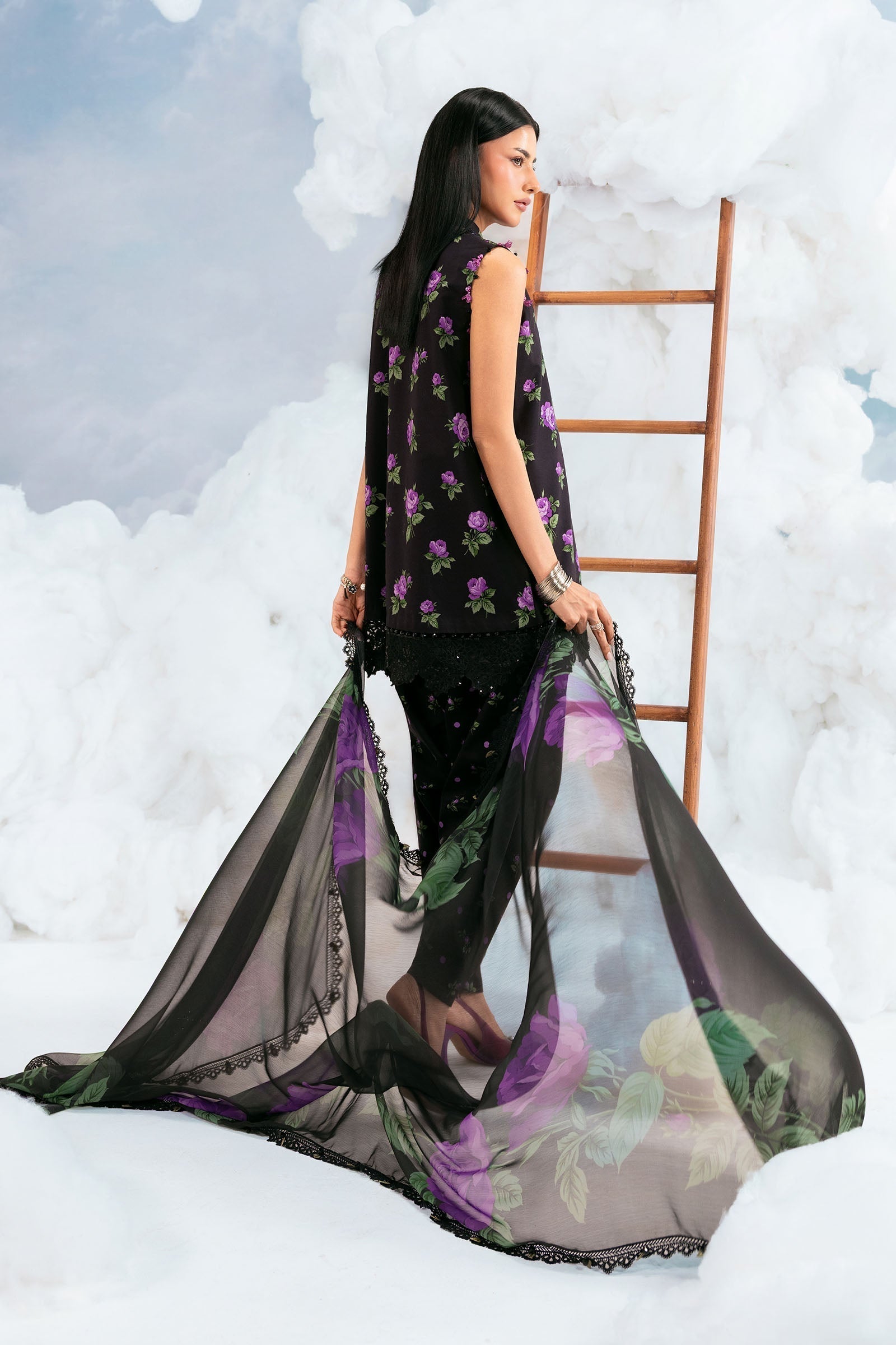 Maria B | M Basics Dreamscape Eid Lawn | MB-CUSV14-09B - Luxury Dress - available at Maria Faisal in UK and USA.