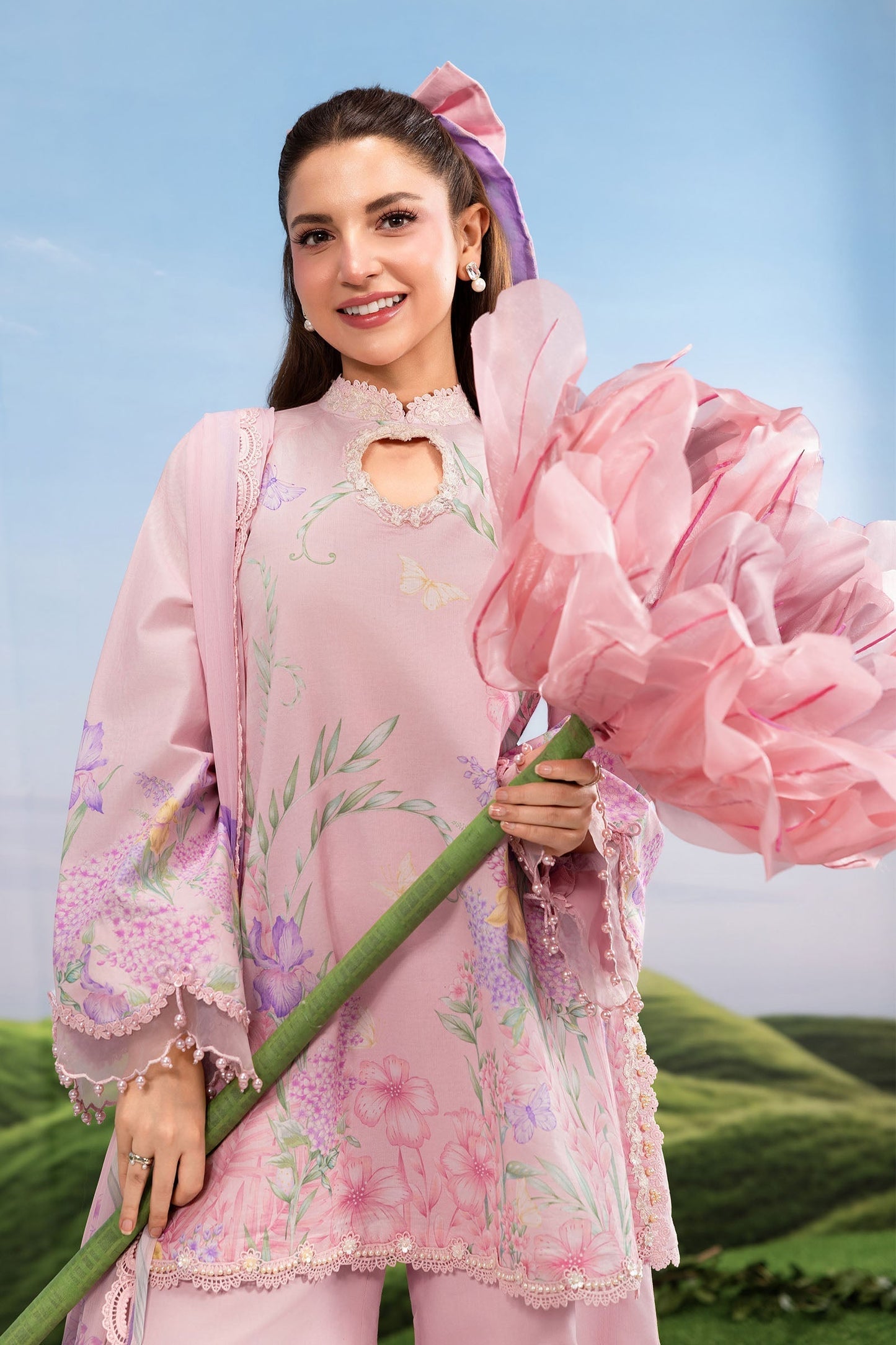Maria B | M Basics Dreamscape Eid Lawn | MB-CUSV14-10B - Luxury Dress - available at Maria Faisal in UK and USA.