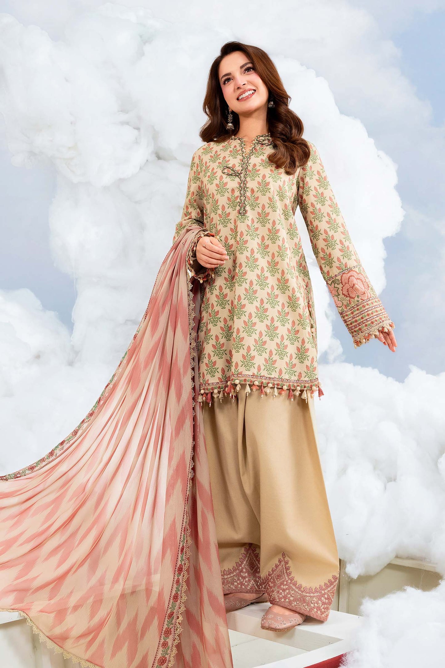 Maria B | M Basics Dreamscape Eid Lawn | MB-CUSV14-12A - Luxury Dress - available at Maria Faisal in UK and USA.