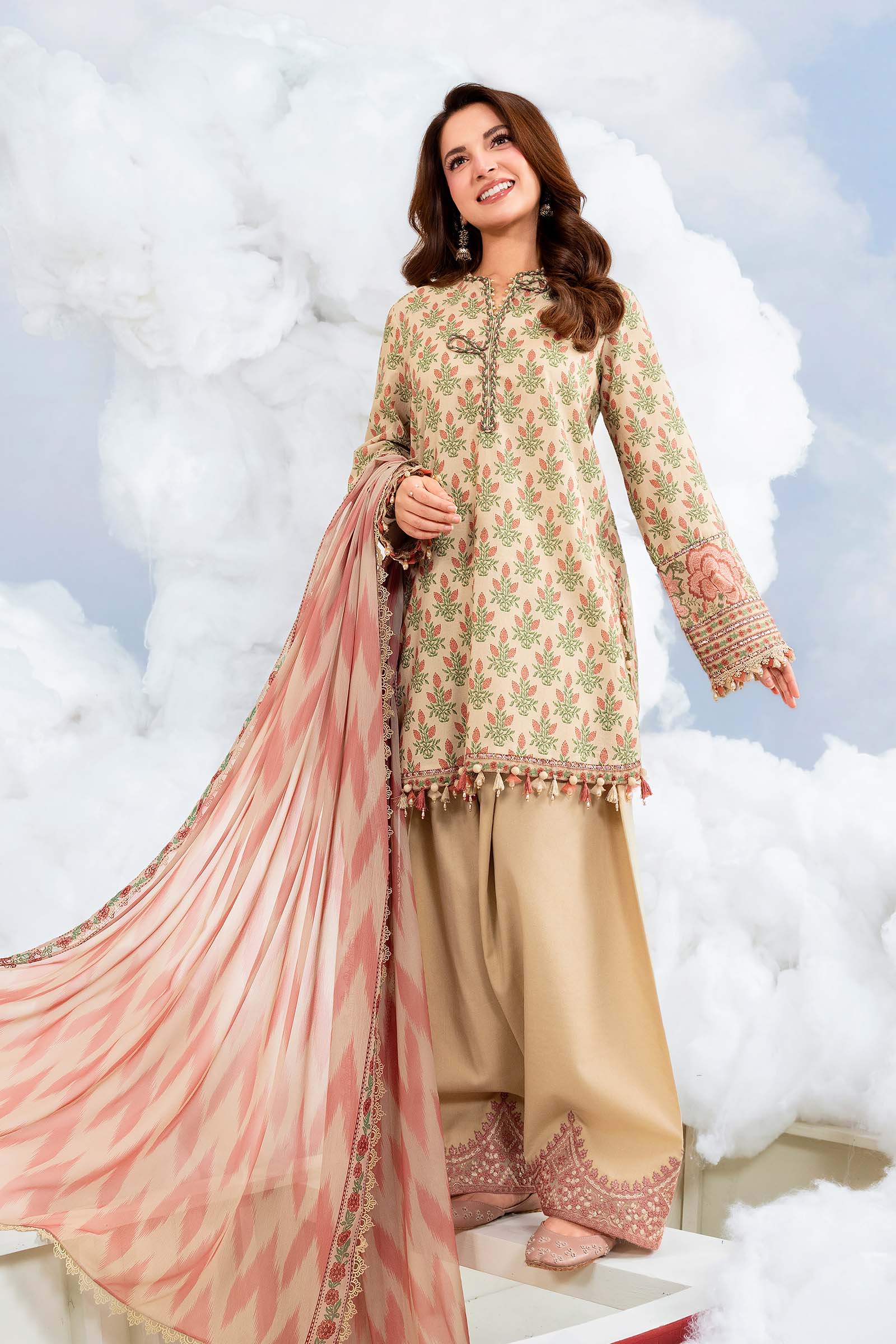Maria B | M Basics Dreamscape Eid Lawn | MB-CUSV14-12A - Luxury Dress - available at Maria Faisal in UK and USA.
