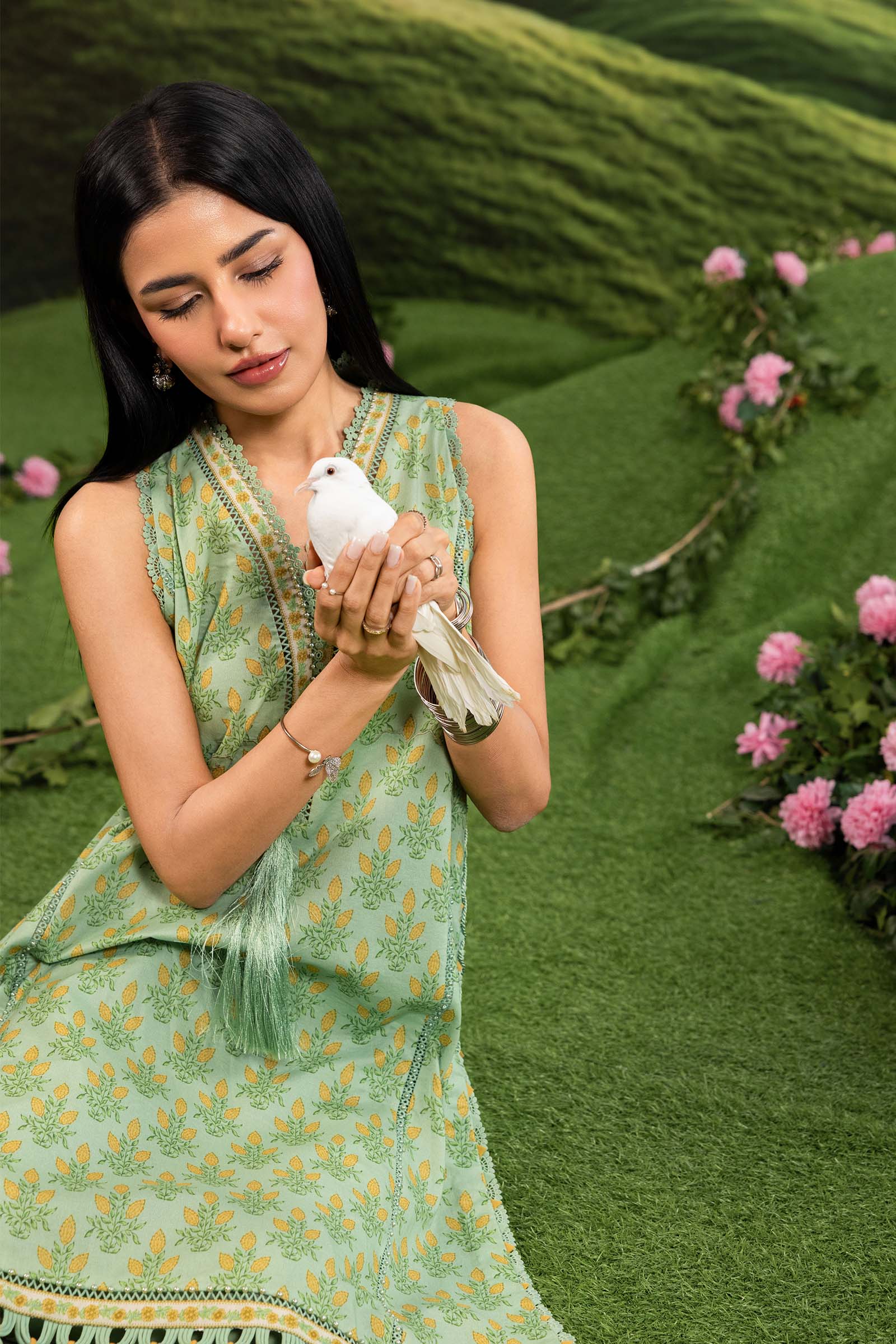 Maria B | M Basics Dreamscape Eid Lawn | MB-CUSV14-12B - Luxury Dress - available at Maria Faisal in UK and USA.