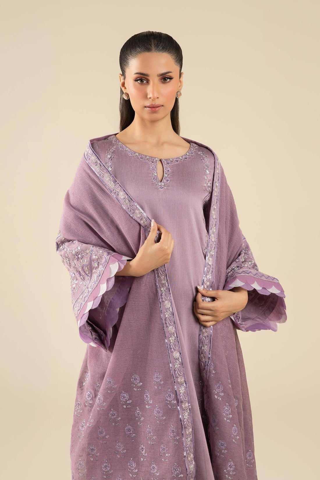 Maria B | Basics RTW | 3 Pc Embroidered Two Tone Silk Suit | MB-FS25-17 by Maria Faisal - Registered Vendor of : Maria B - type : Ladies Clothes - 100% original wedding dresses