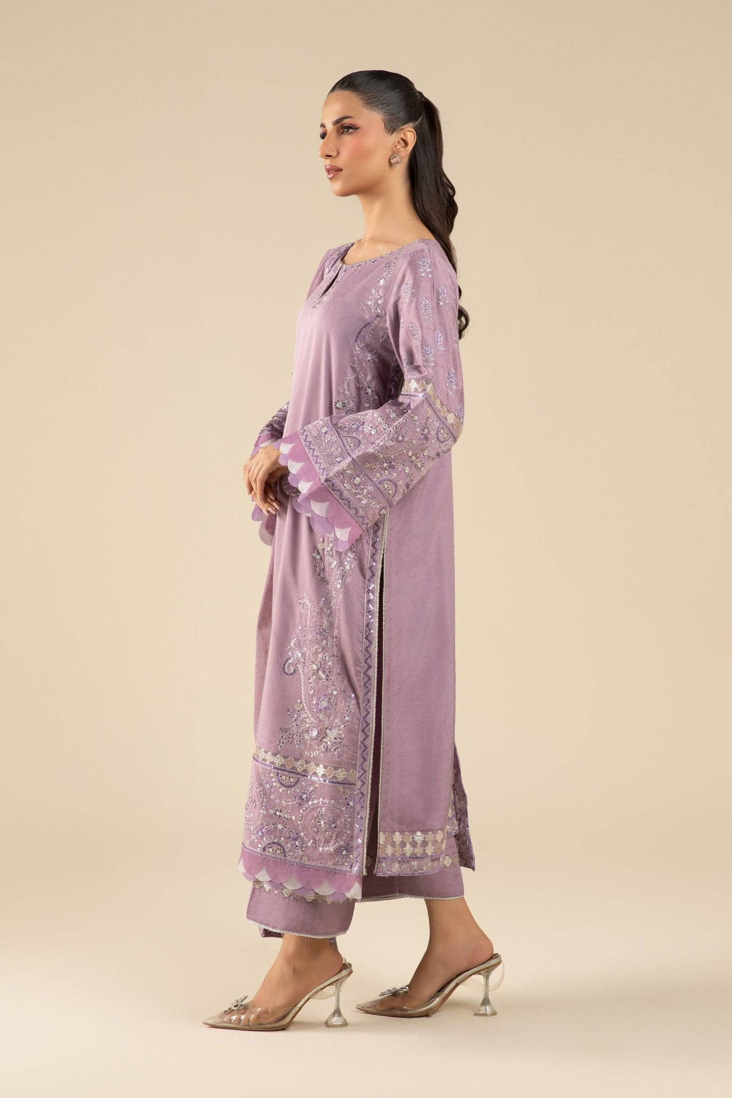 Maria B | Basics RTW | 3 Pc Embroidered Two Tone Silk Suit | MB-FS25-17 by Maria Faisal - Registered Vendor of : Maria B - type : Ladies Clothes - 100% original wedding dresses