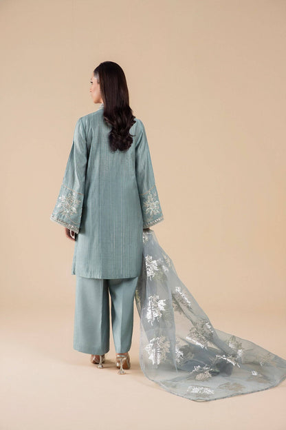 Maria B | Basics RTW | 3 Pc Embroidered Two Tone Lurex Silk Suit | MB-FS25-28 by Maria Faisal - Registered Vendor of : Maria B - type : Ladies Clothes - 100% original wedding dresses