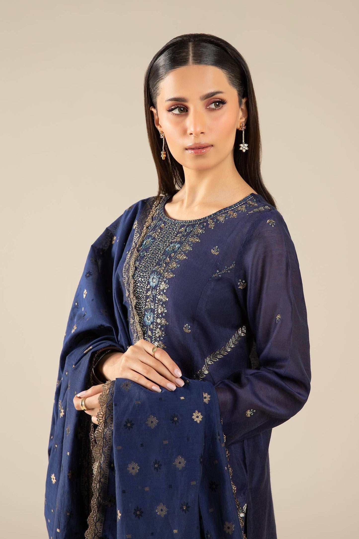 Maria B | Basics RTW | 3 Pc Embroidered Two Tone Silk Suit | MB-FS25-30 by Maria Faisal - Registered Vendor of : Maria B - type : Ladies Clothes - 100% original wedding dresses
