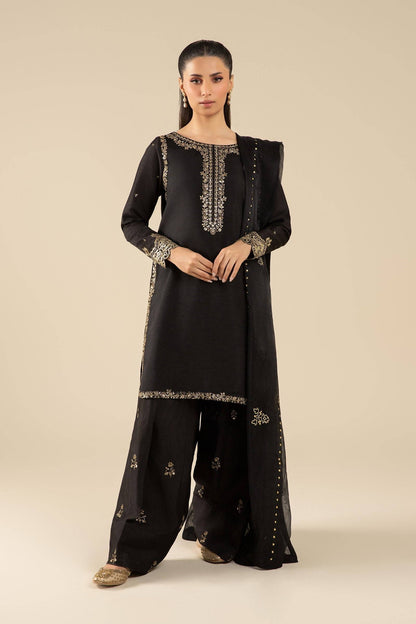 Maria B | Basics RTW | 3 Pc Embroidered Raw Silk Suit | MB-FS25-32-B by Maria Faisal - Registered Vendor of : Maria B - type : Ladies Clothes - 100% original wedding dresses