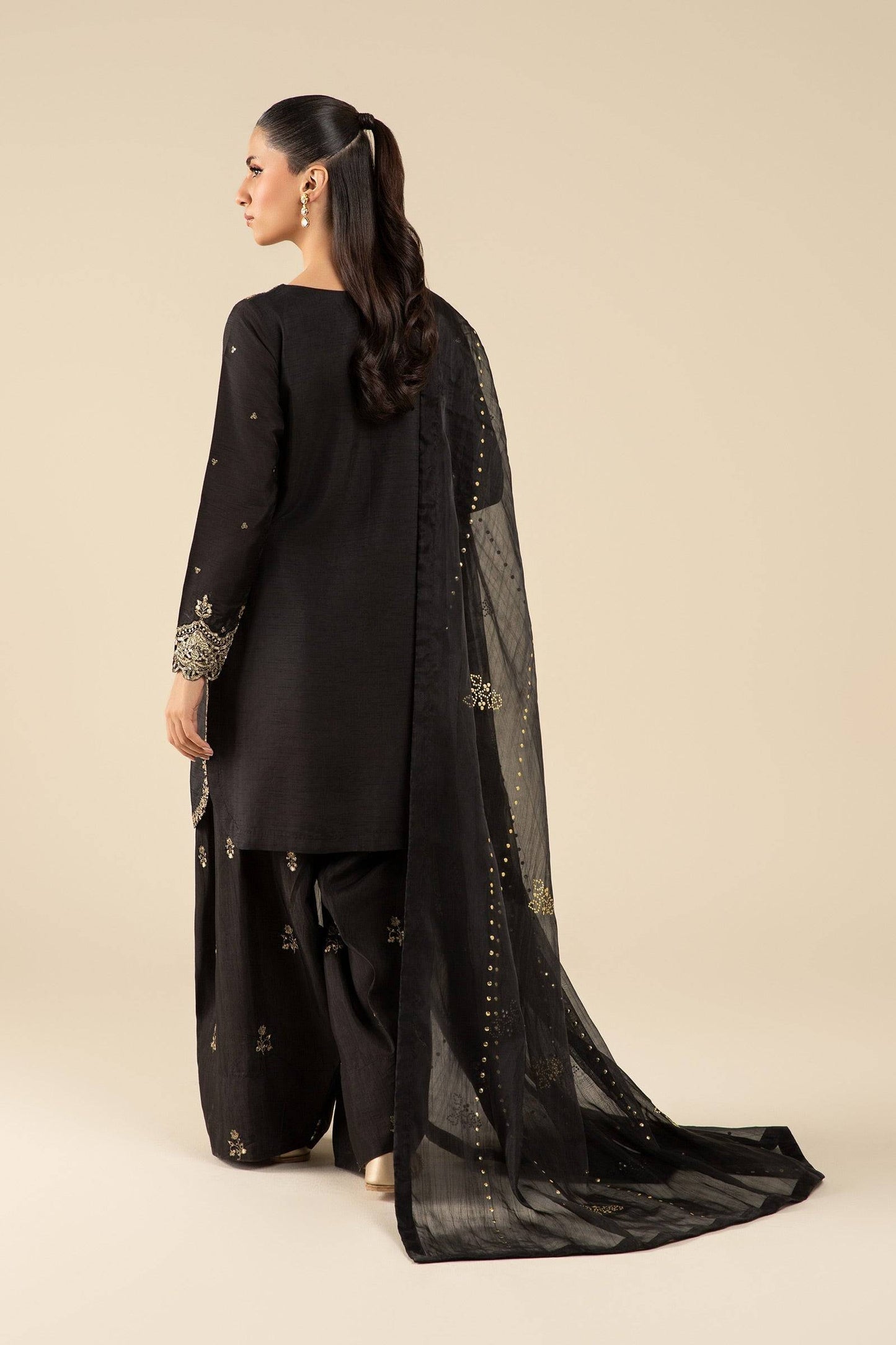 Maria B | Basics RTW | 3 Pc Embroidered Raw Silk Suit | MB-FS25-32-B by Maria Faisal - Registered Vendor of : Maria B - type : Ladies Clothes - 100% original wedding dresses