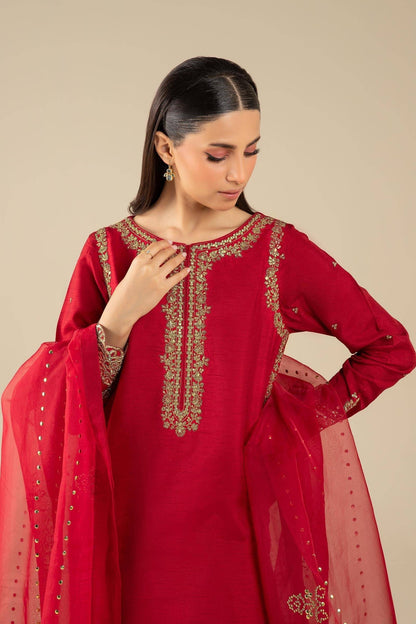 Maria B | Basics RTW | 3 Pc Embroidered Raw Silk Suit | MB-FS25-32 by Maria Faisal - Registered Vendor of : Maria B - type : Ladies Clothes - 100% original wedding dresses